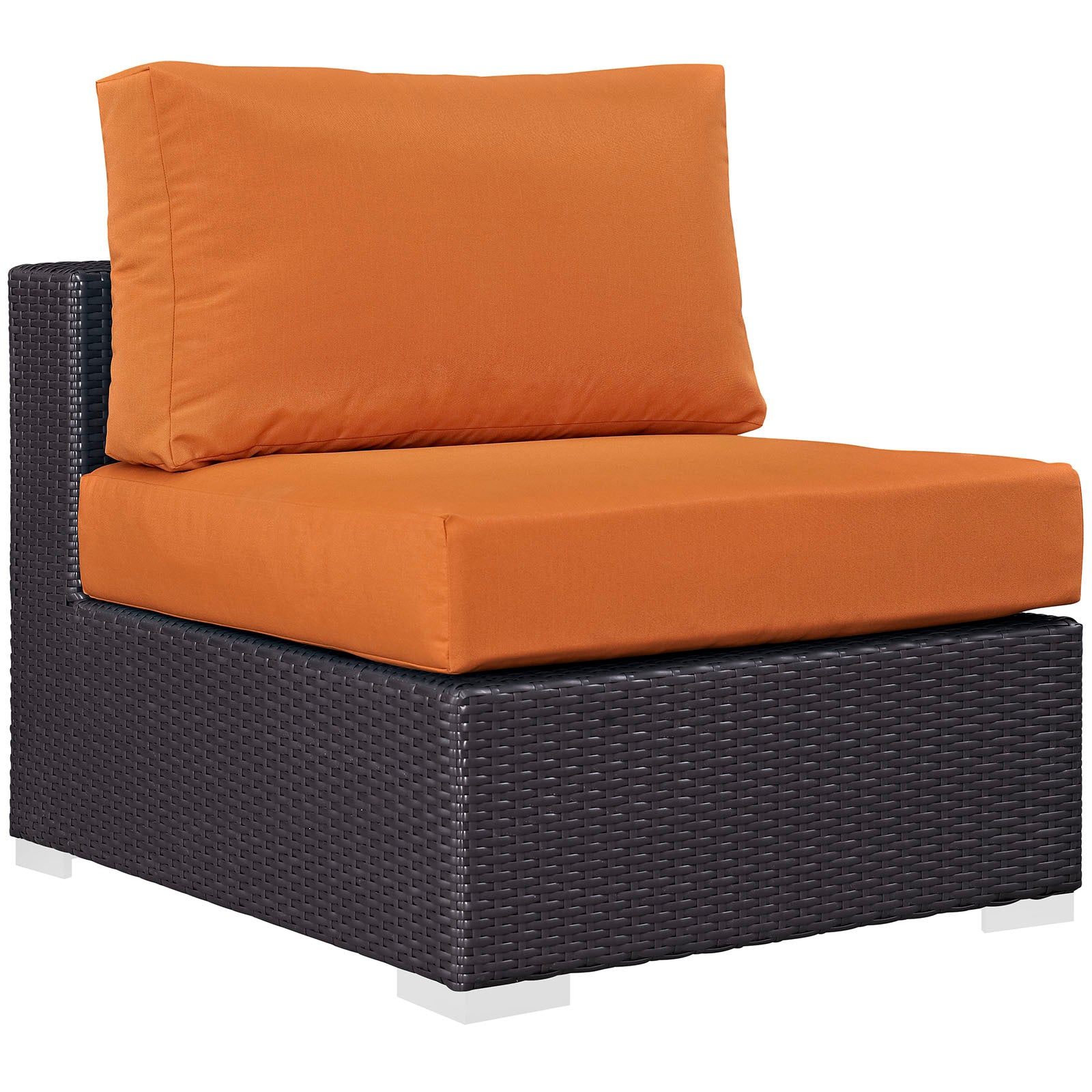 Modway Outdoor Conversation Sets - Convene 6 Piece Outdoor Patio Sectional Set Espresso Orange