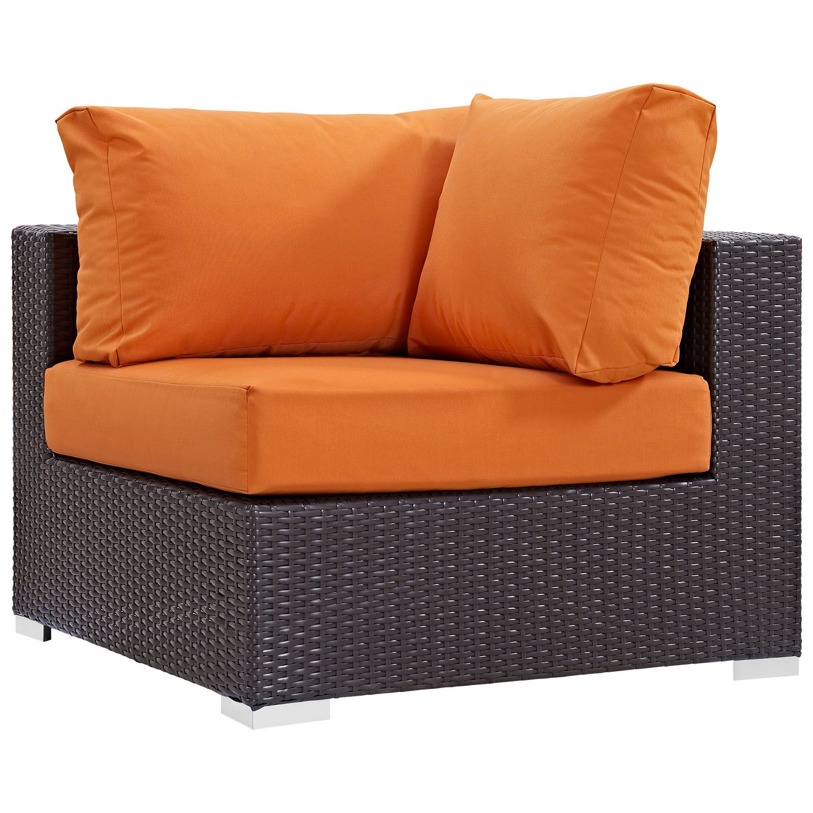 Modway Outdoor Conversation Sets - Convene 6 Piece Outdoor Patio Sectional Set Espresso Orange