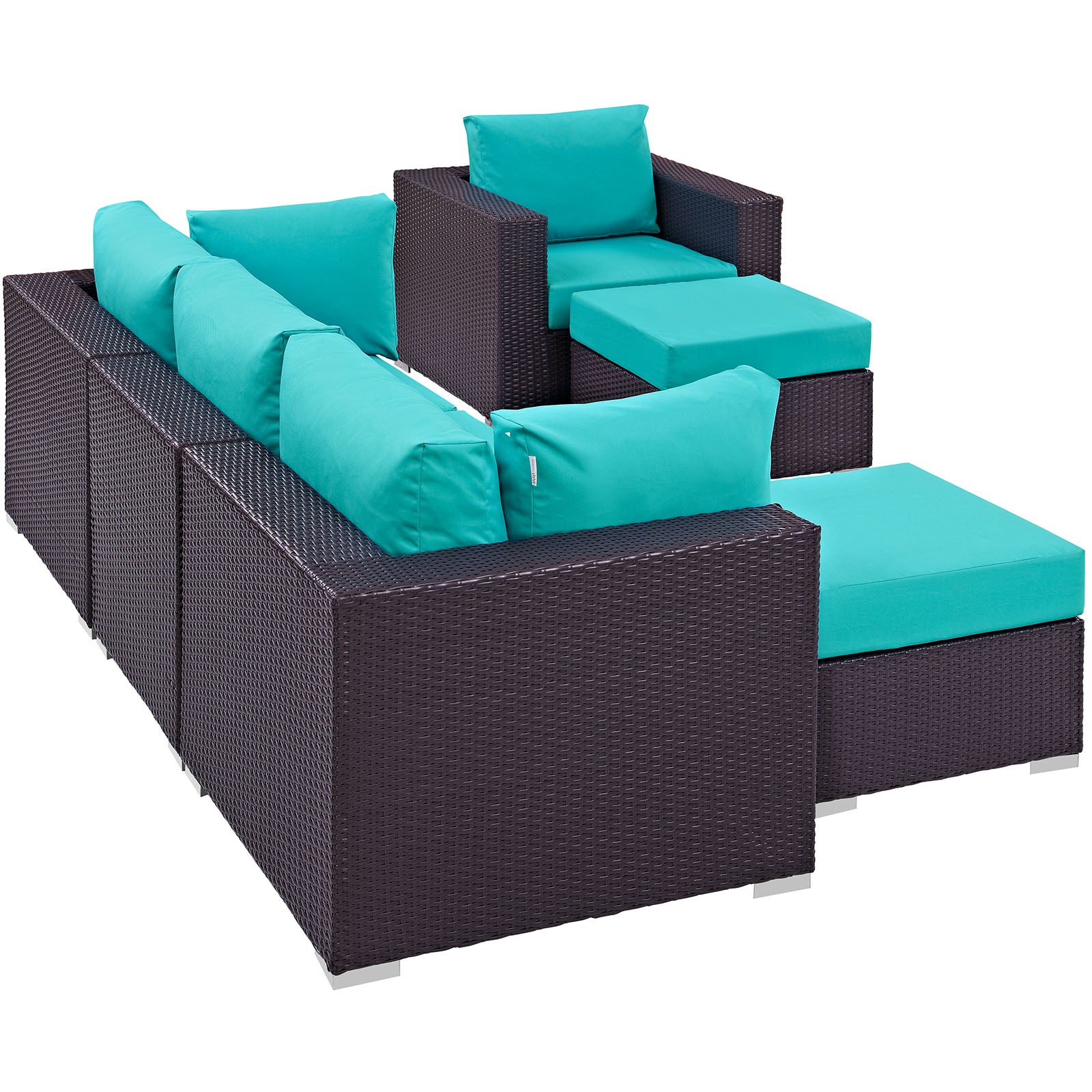 Modway Outdoor Conversation Sets - Convene 6 Piece Outdoor Patio Sectional Set Turquoise