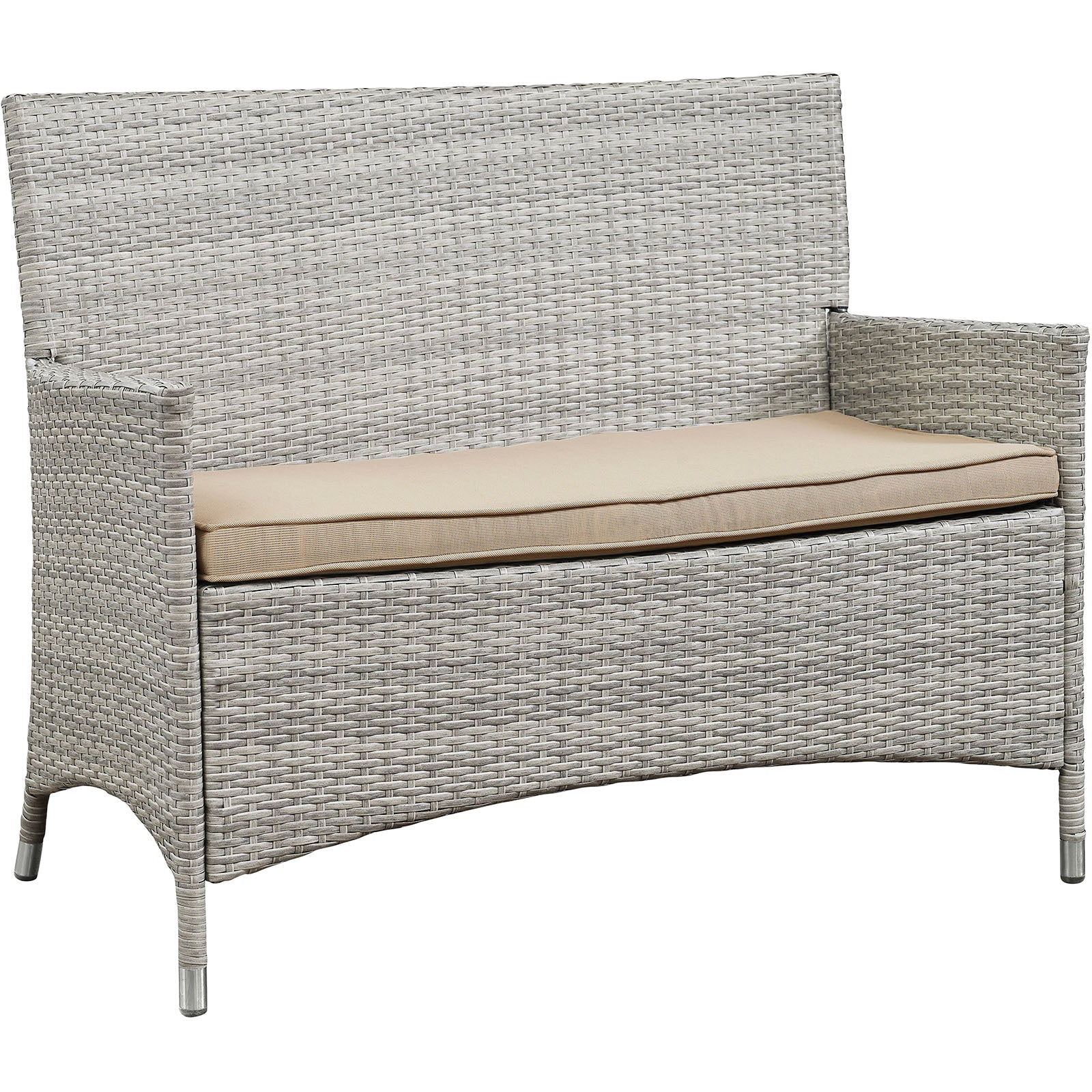 Modway Outdoor Conversation Sets - Bridge 4 Piece Outdoor Patio Conversation Set Light Gray Beige