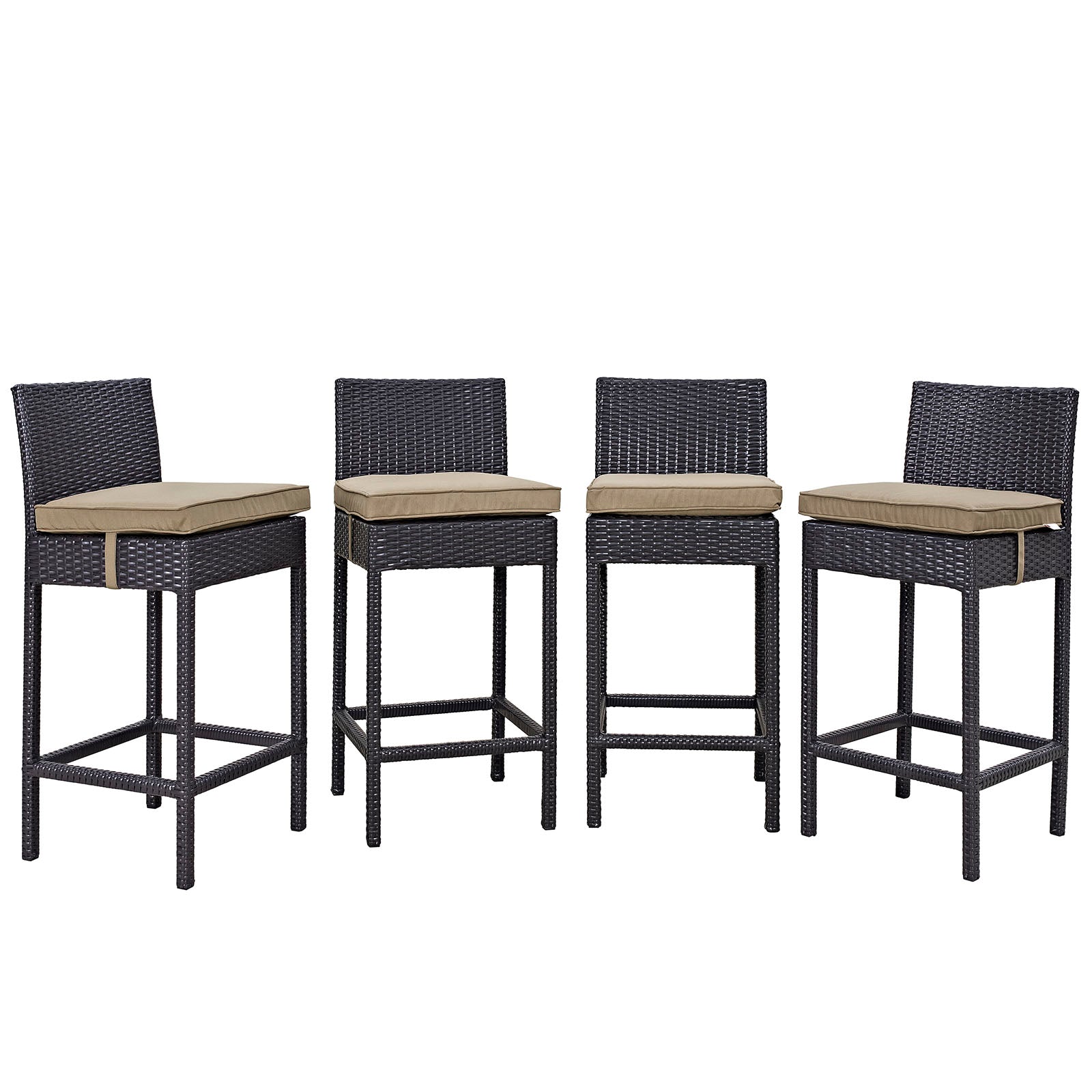 Modway Outdoor Barstools - Convene 4 Piece Outdoor Patio Pub Set Espresso Mocha