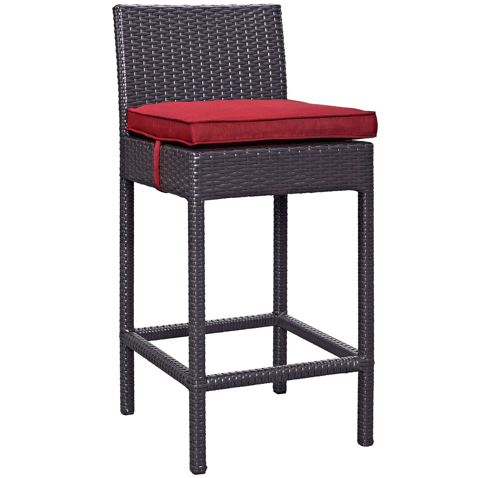 Modway Outdoor Barstools - Convene 4 Piece Outdoor Patio Pub Set Espresso red
