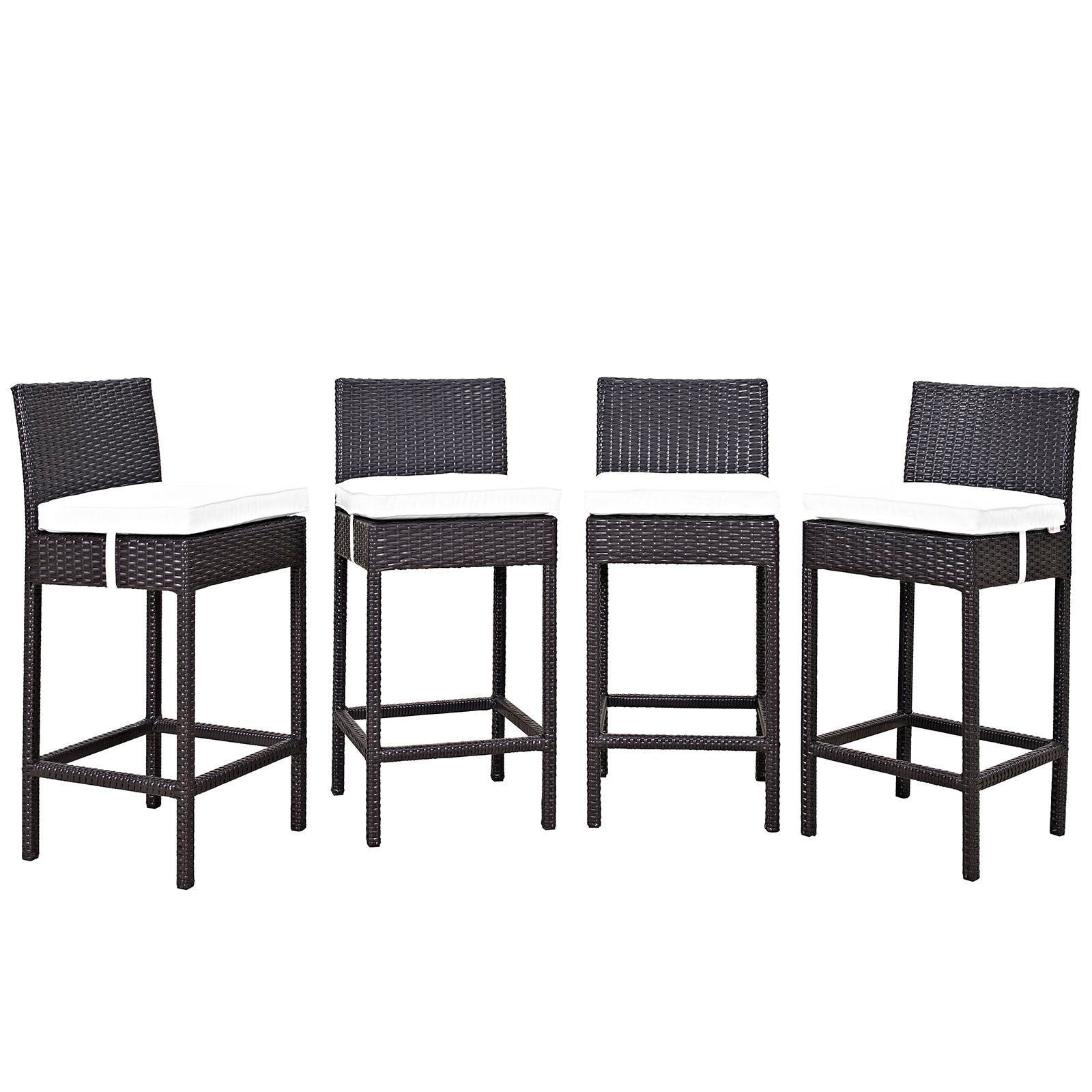 Modway Outdoor Barstools - Convene 4 Piece Outdoor Patio Pub Set Espresso White