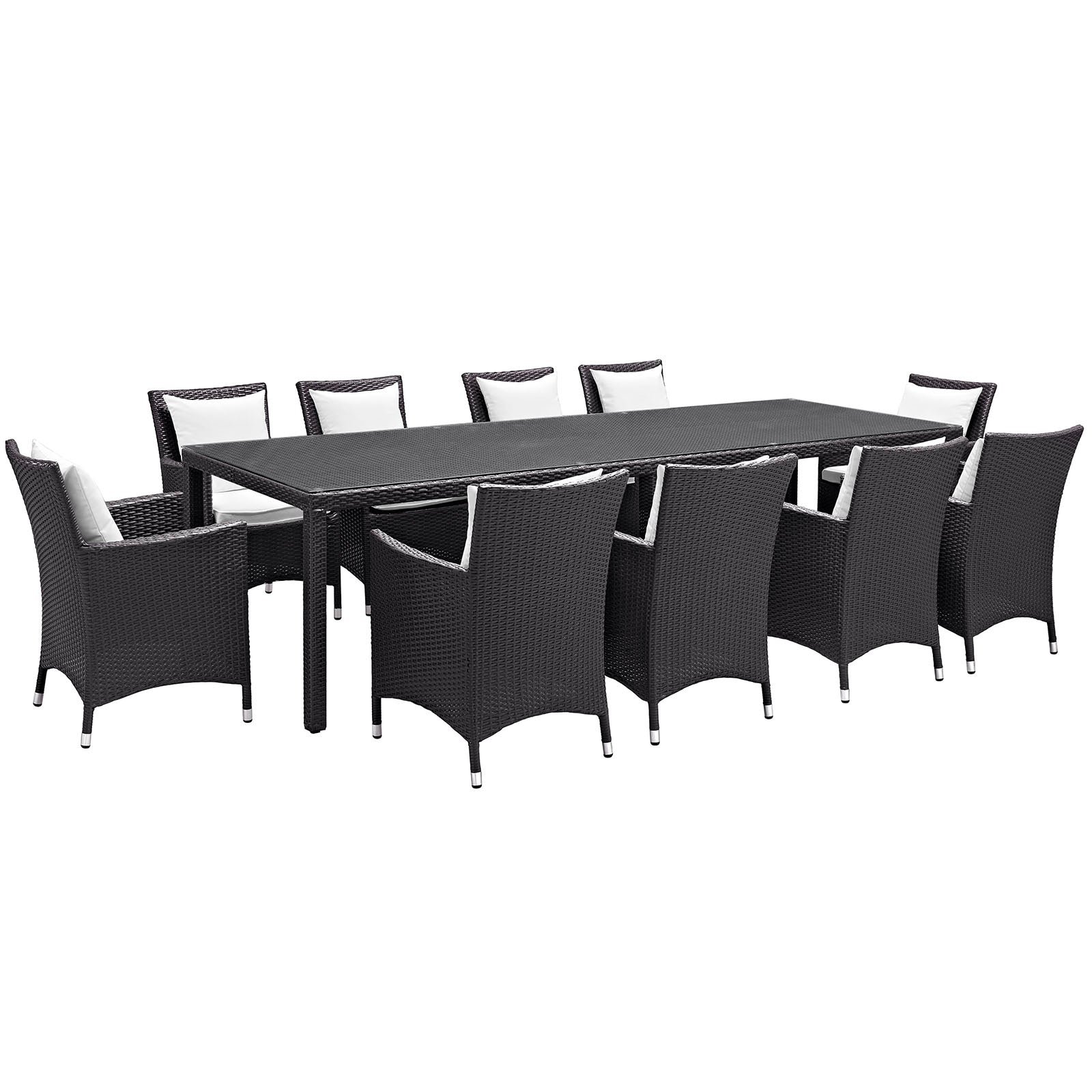 Modway Outdoor Dining Sets - Convene 11 Piece Outdoor Patio Dining Set Espresso White 165"