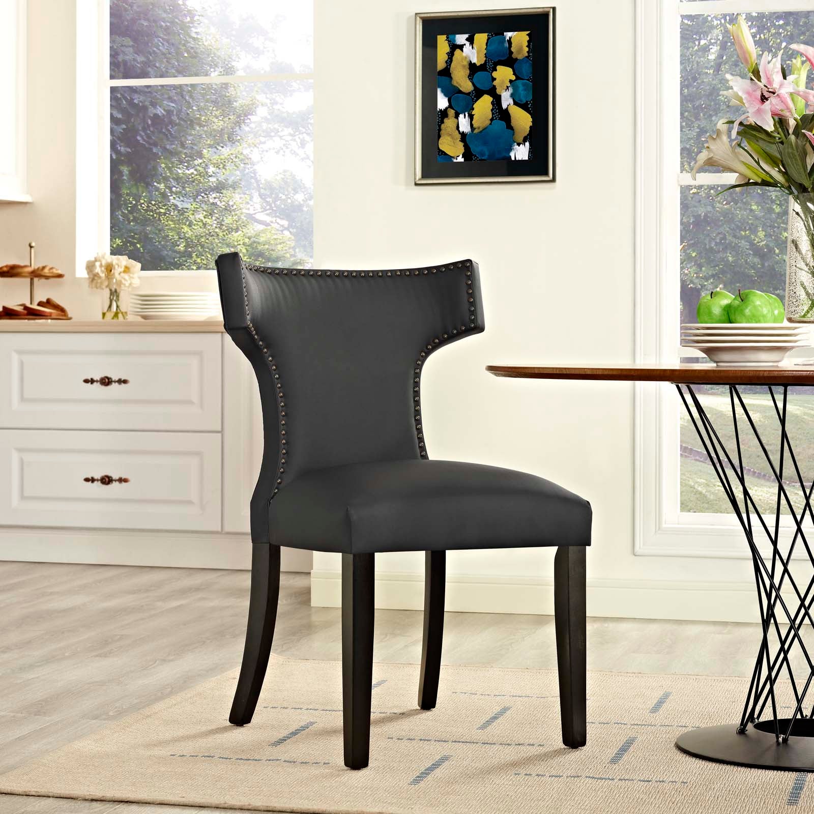 Modway Dining Chairs - Curve Vinyl Dining Chair Black