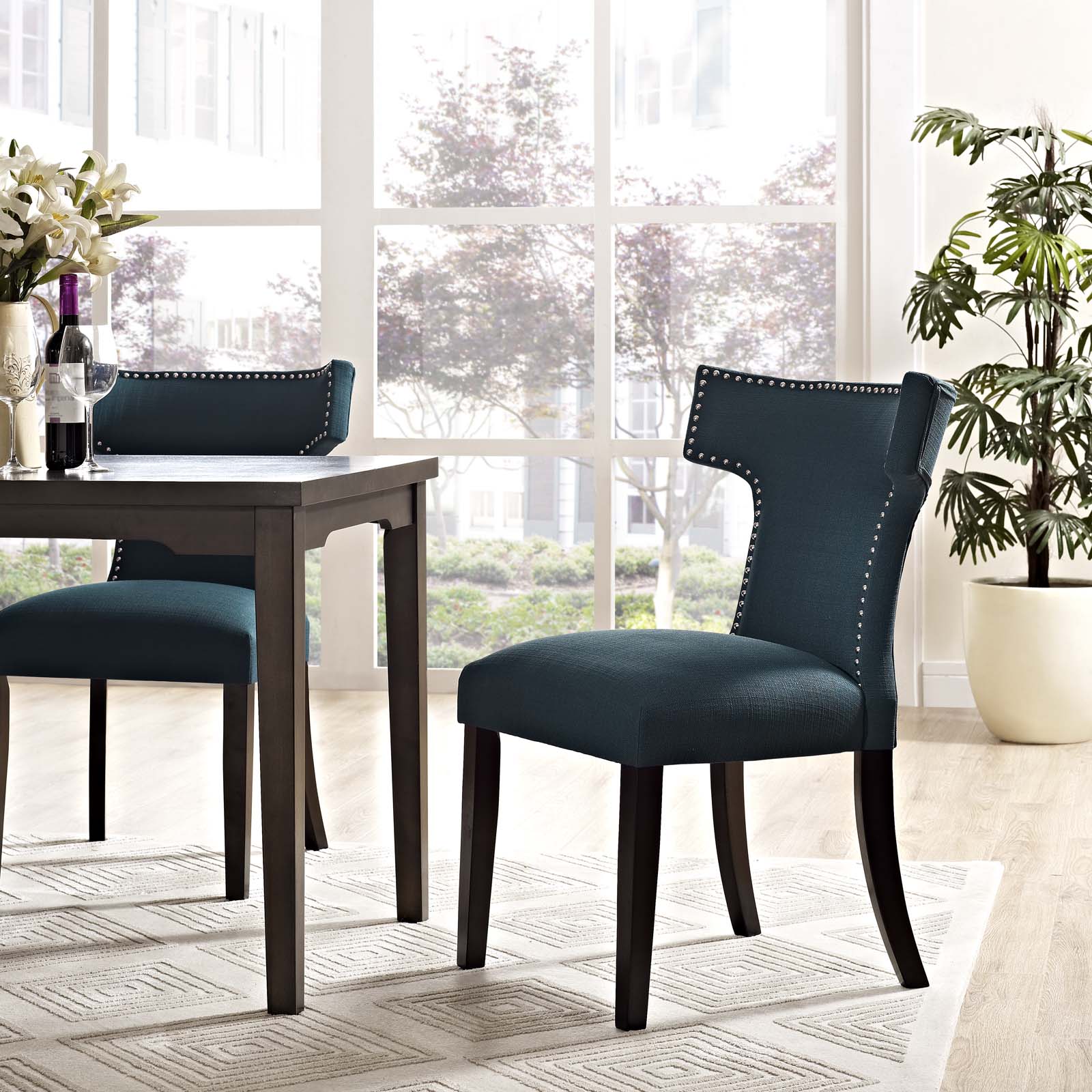 Modway Dining Chairs - Curve Fabric Dining Chair Azure