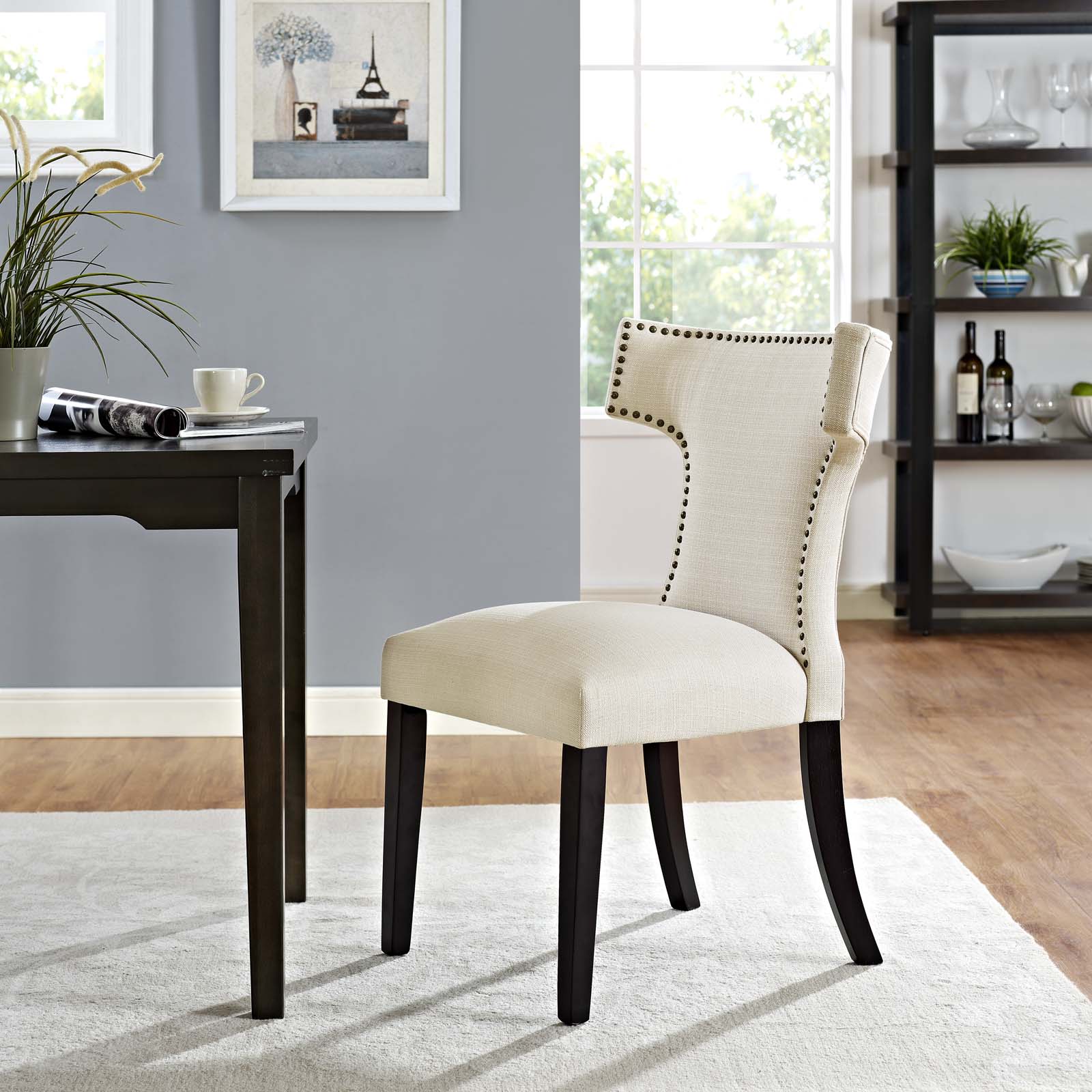 Modway Dining Chairs - Curve Fabric Dining Chair Beige