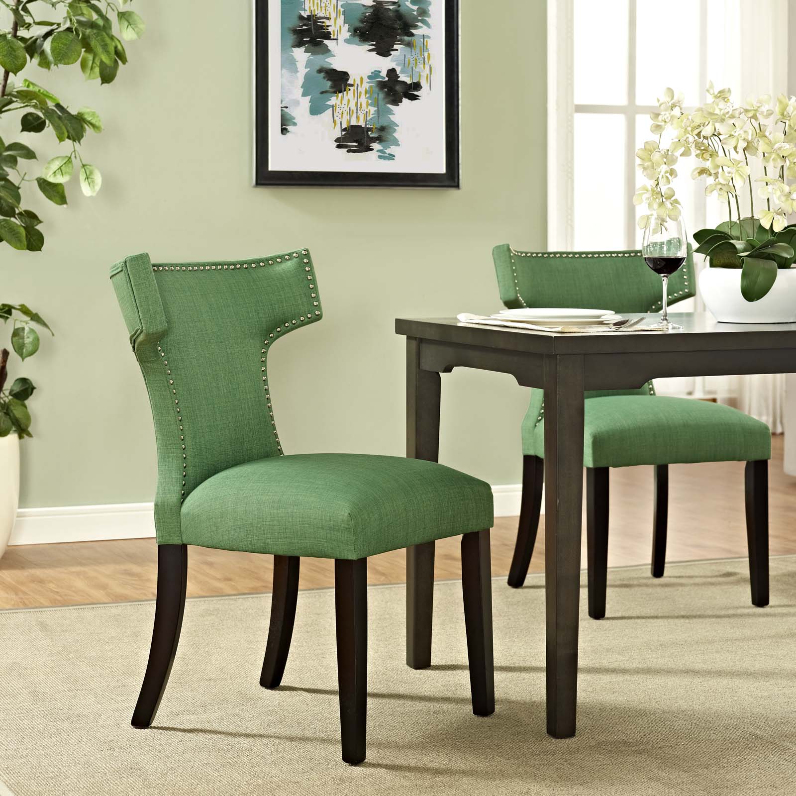 Modway Dining Chairs - Curve Fabric Dining Chair Kelly Green