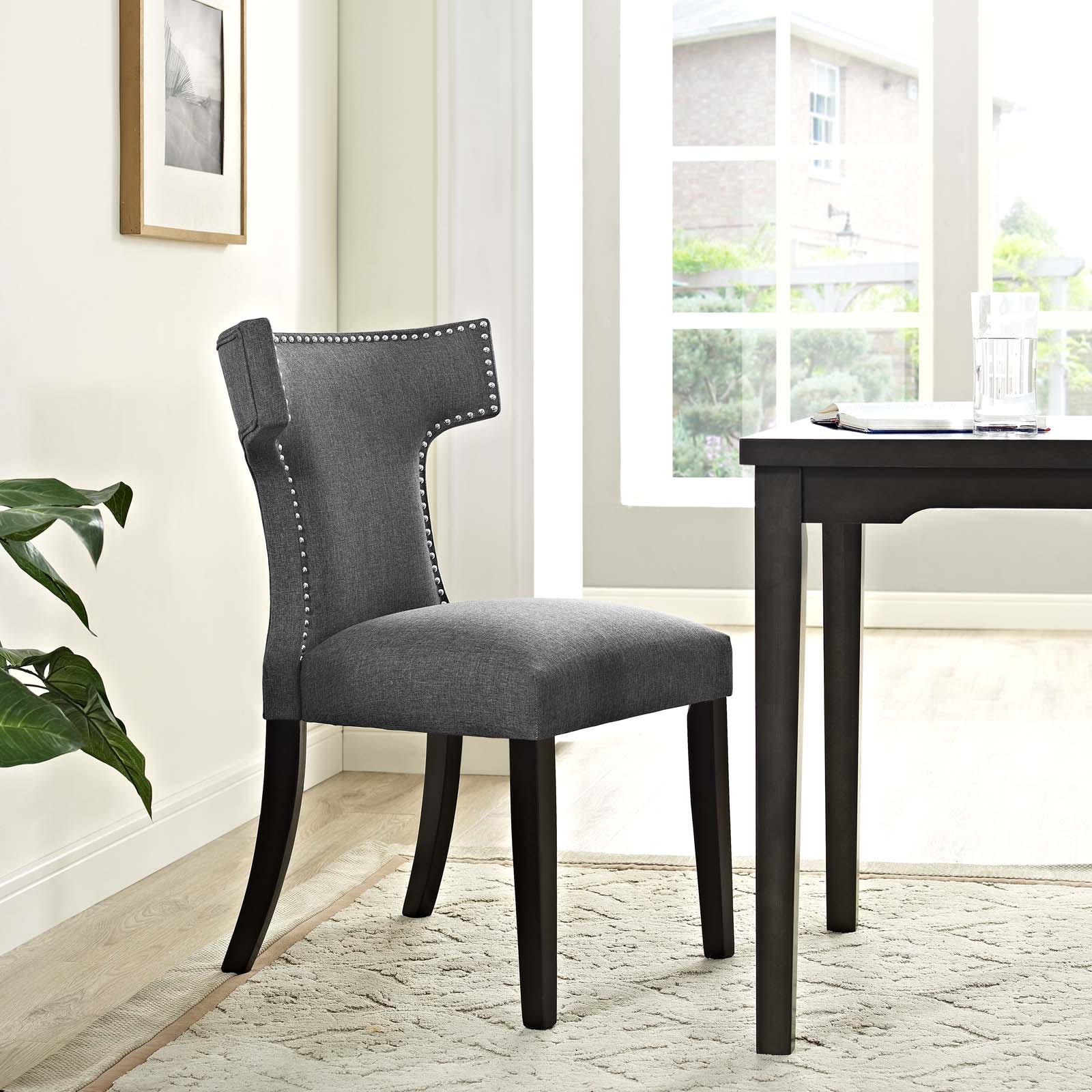 Modway Dining Chairs - Curve Fabric Dining Chair Gray
