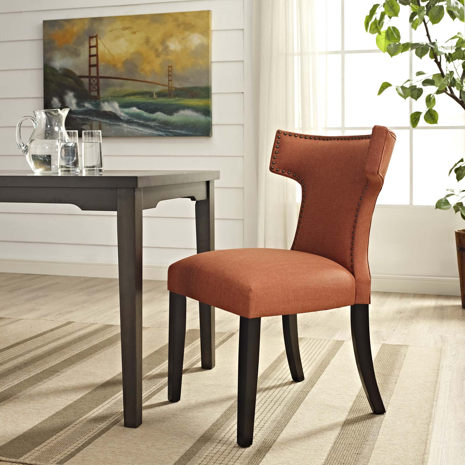 Modway Dining Chairs - Curve Fabric Dining Chair Orange