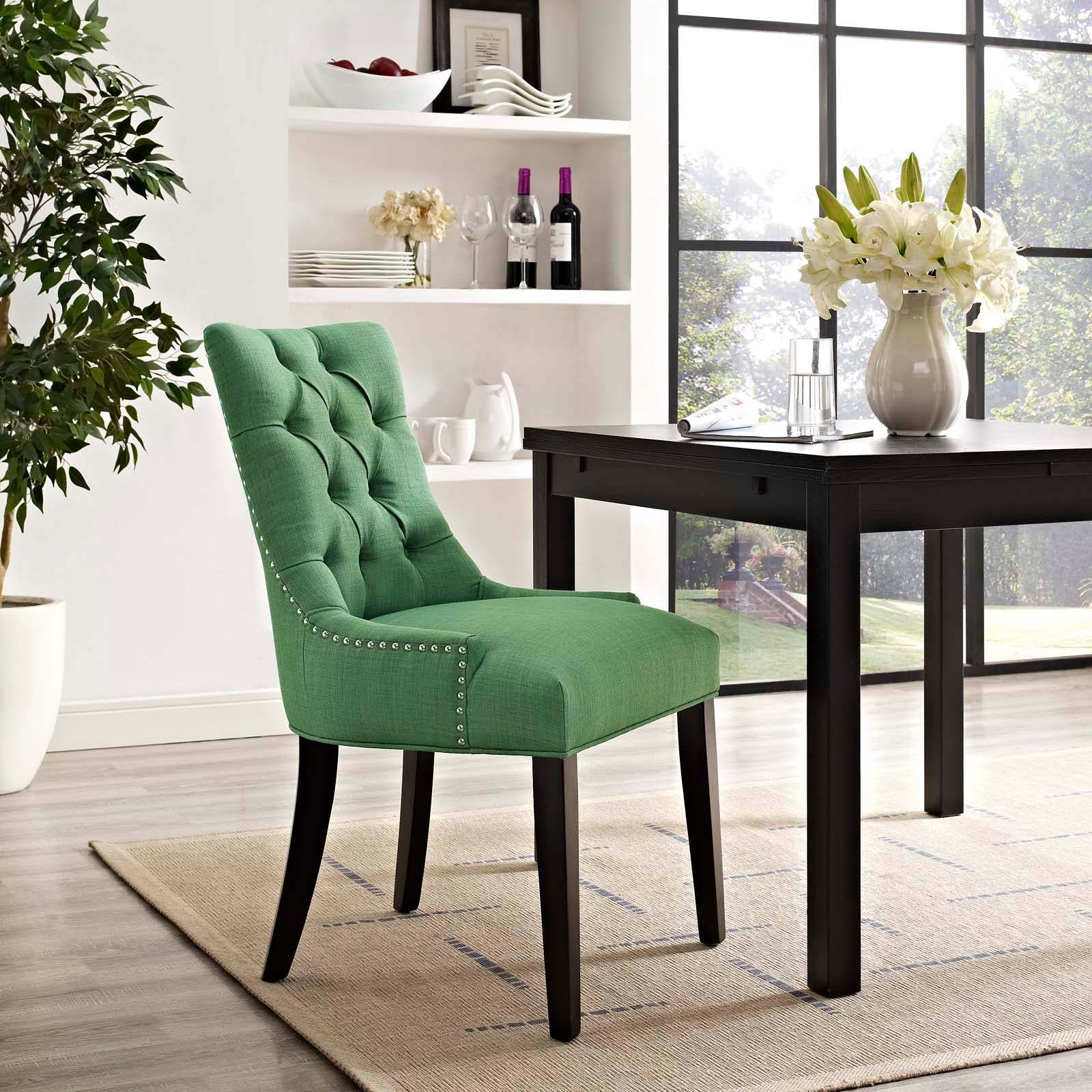 Modway Dining Chairs - Regent Tufted Fabric Dining Side Chair Kelly Green