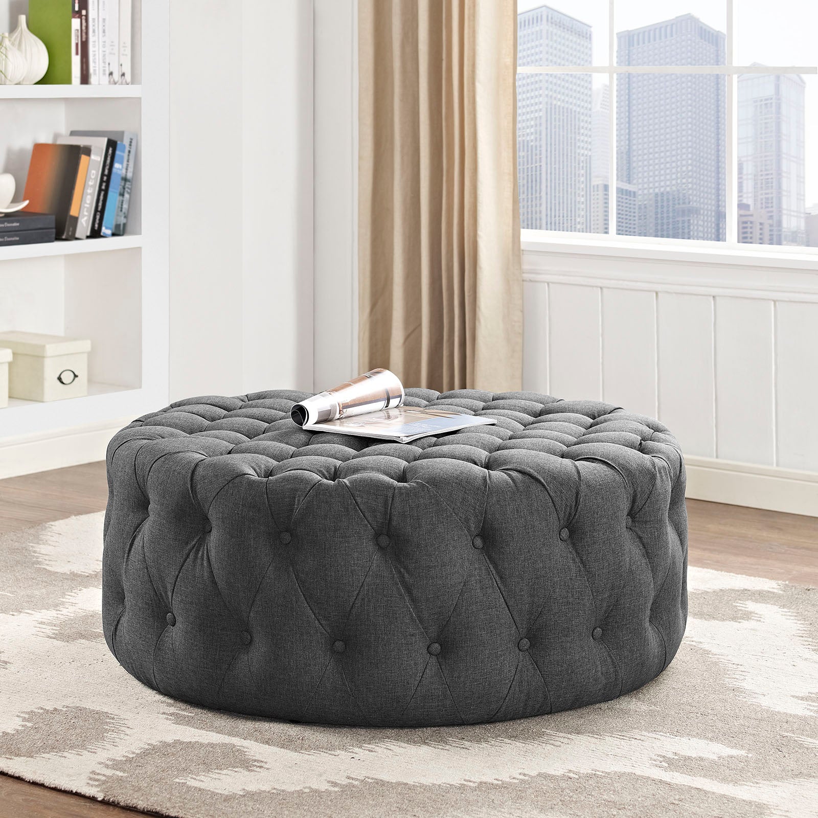 Modway Ottomans & Stools - Amour Upholstered Fabric Ottoman Gray