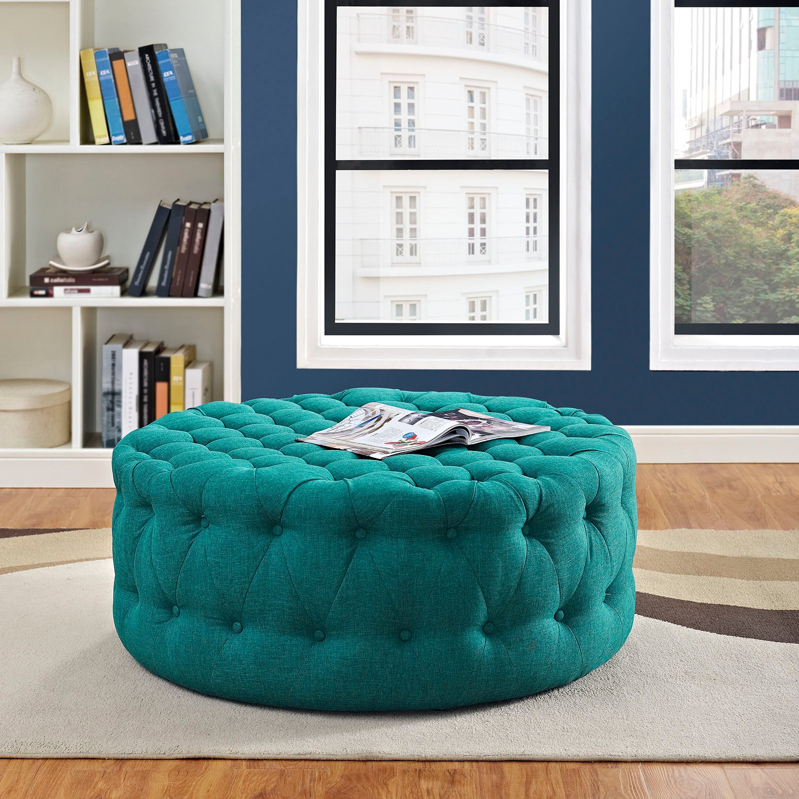 Modway Ottomans & Stools - Amour Upholstered Fabric Ottoman Teal