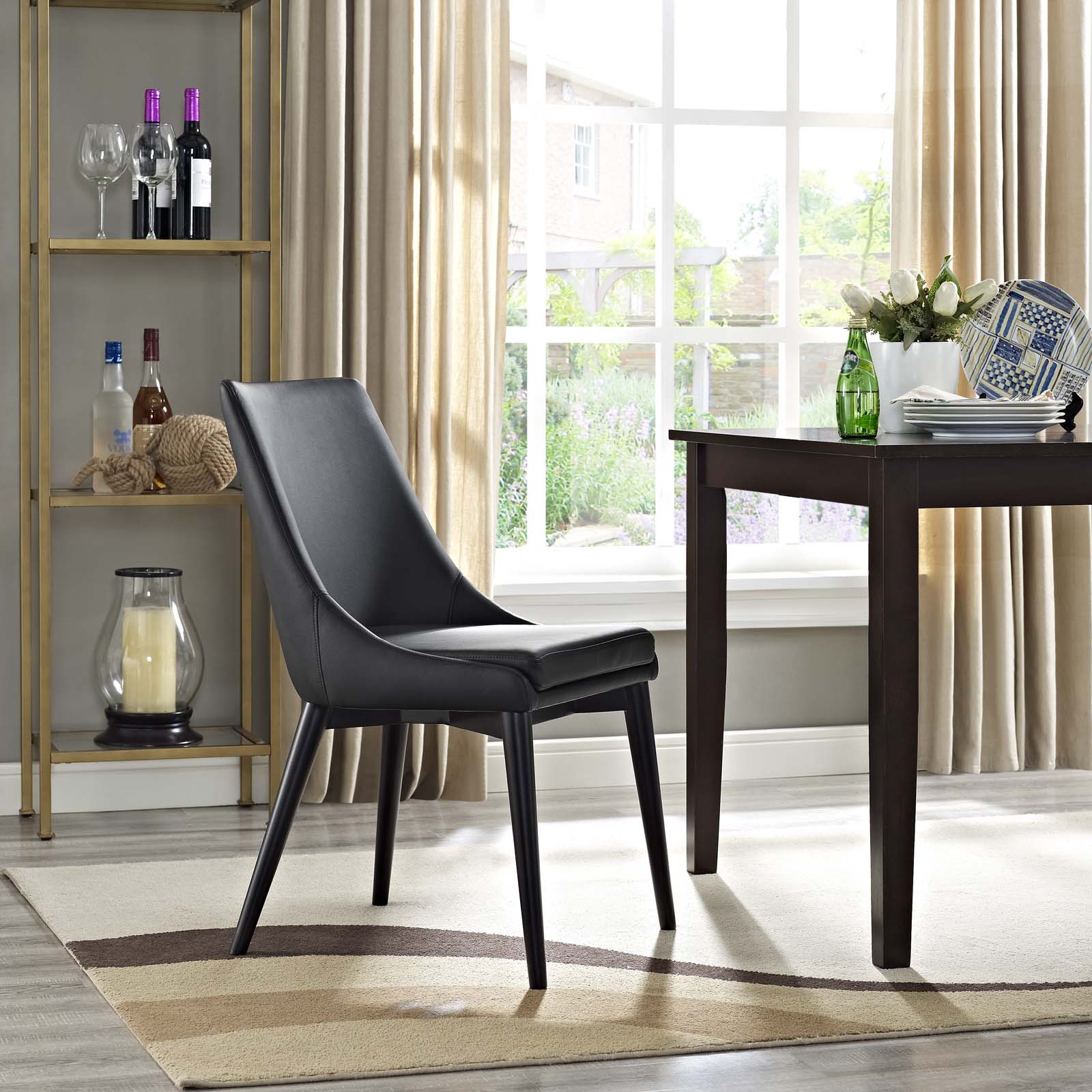 Modway Dining Chairs - Viscount Vinyl Dining Chair Black