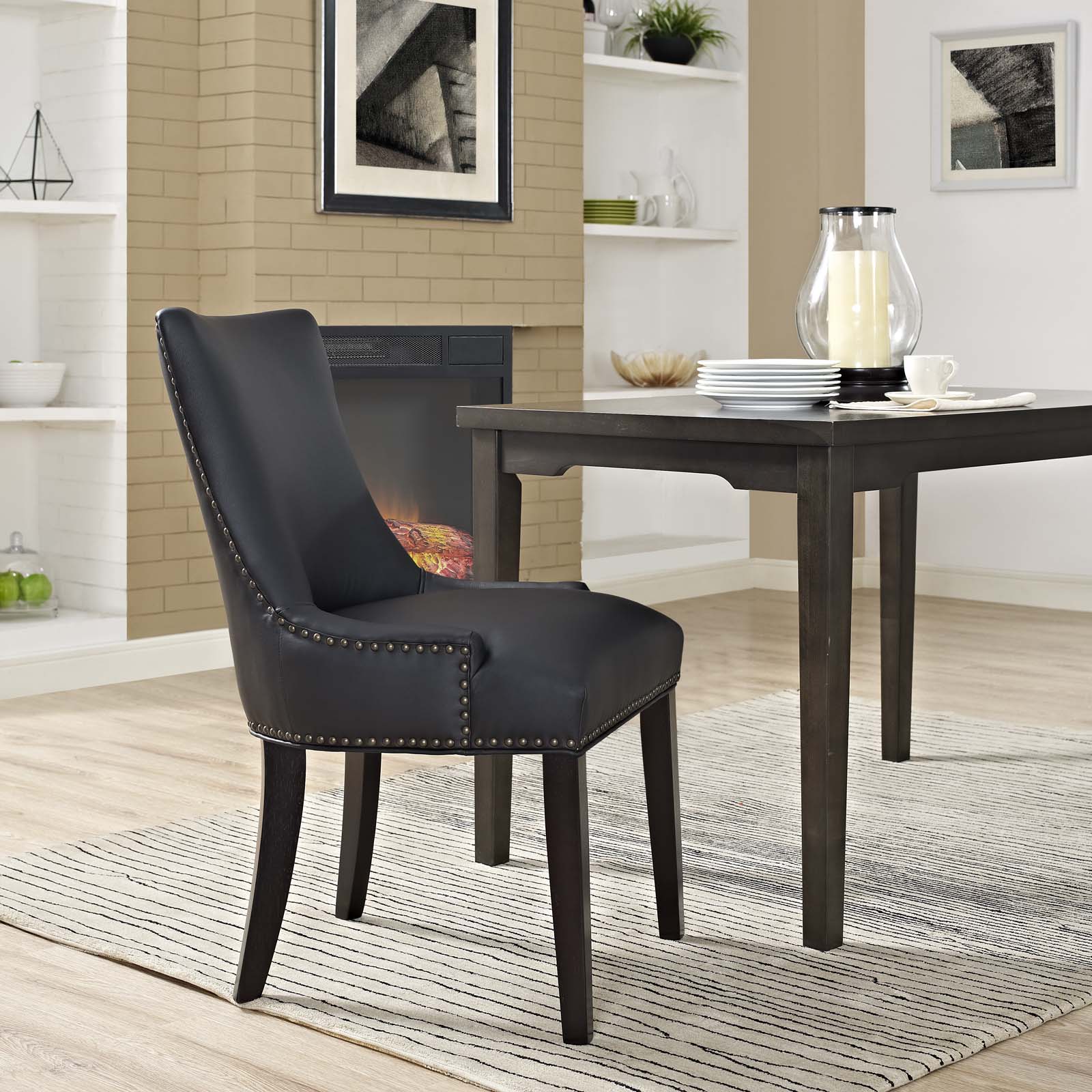 Modway Dining Chairs - Marquis Faux Leather Dining Chair Black