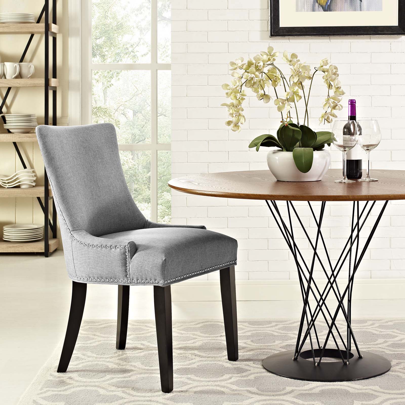 Modway Dining Chairs - Marquis Fabric Dining Chair Light Gray