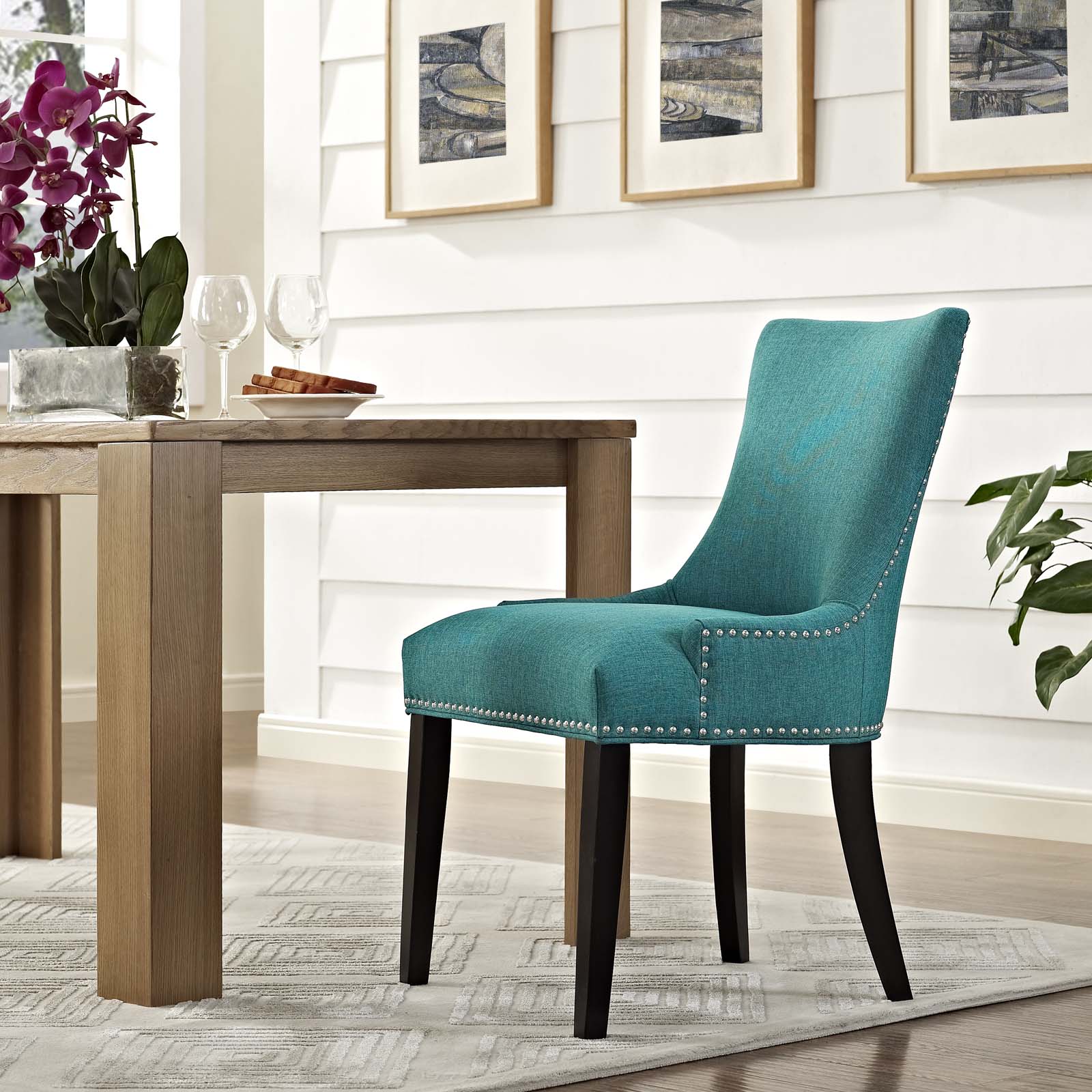 Modway Dining Chairs - Marquis Fabric Dining Chair Teal