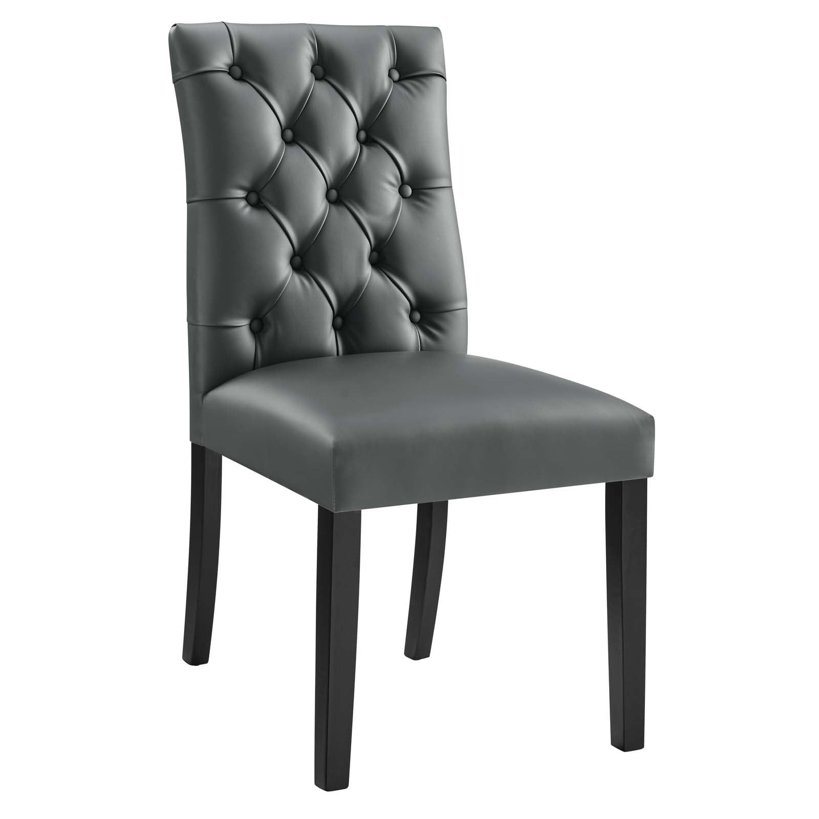 Modway Dining Chairs - Duchess-Button-Tufted-Vegan-Leather-Dining-Chair-Gray