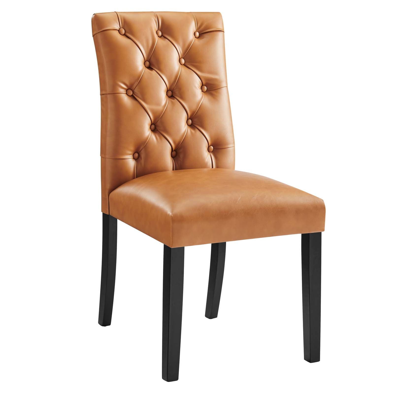Modway Dining Chairs - Duchess-Button-Tufted-Vegan-Leather-Dining-Chair-Tan