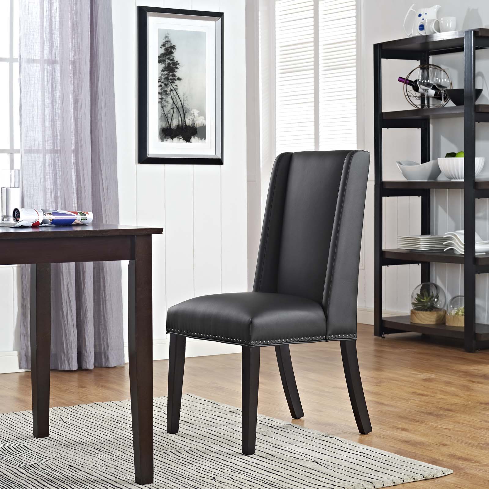 Modway Dining Chairs - Baron Vinyl Dining Chair Black