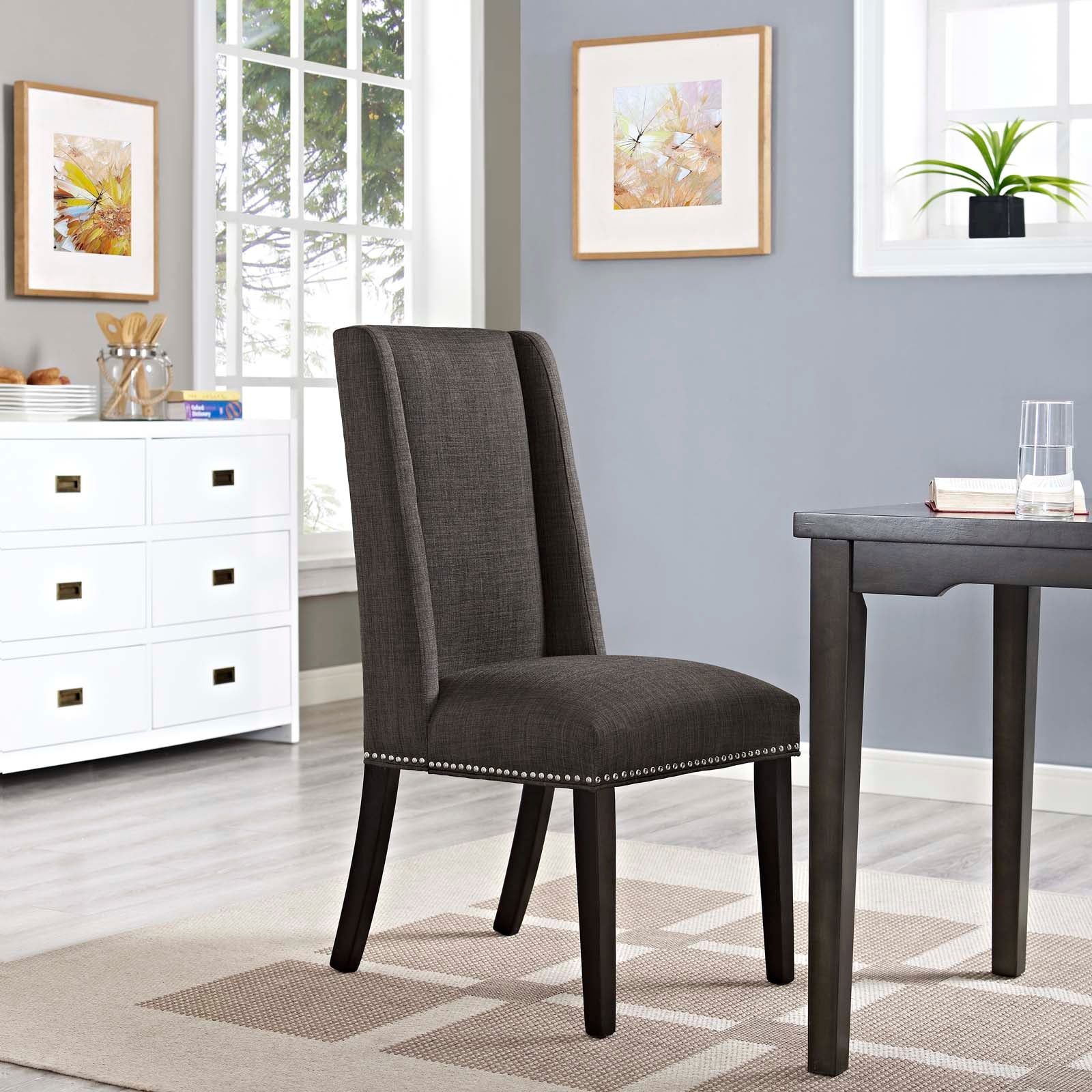 Modway Dining Chairs - Baron Fabric Dining Chair Brown