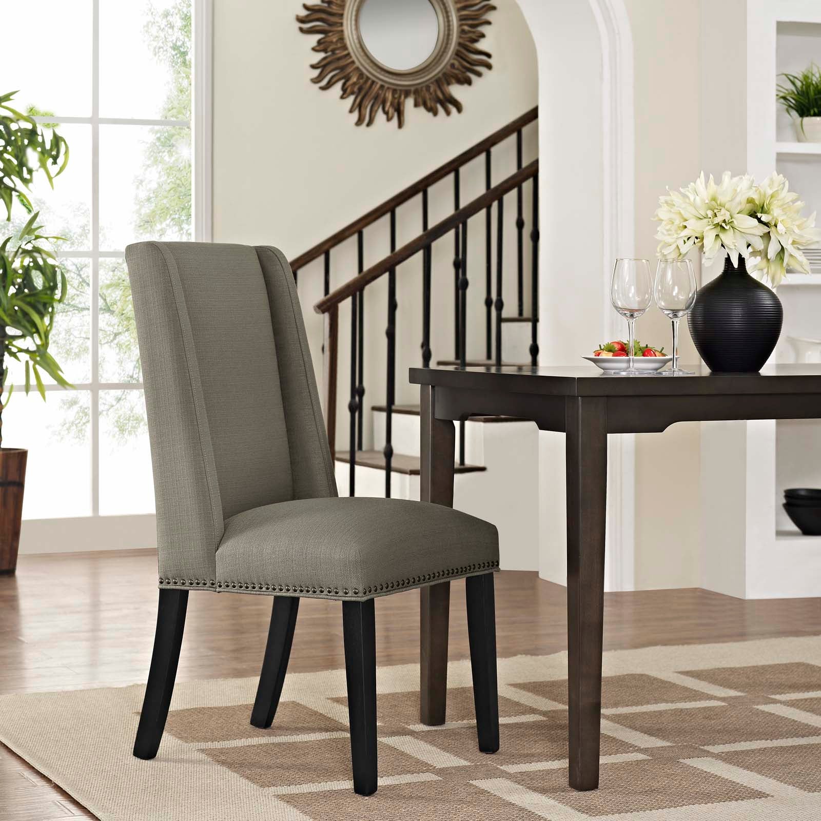 Modway Dining Chairs - Baron Fabric Dining Chair Granite