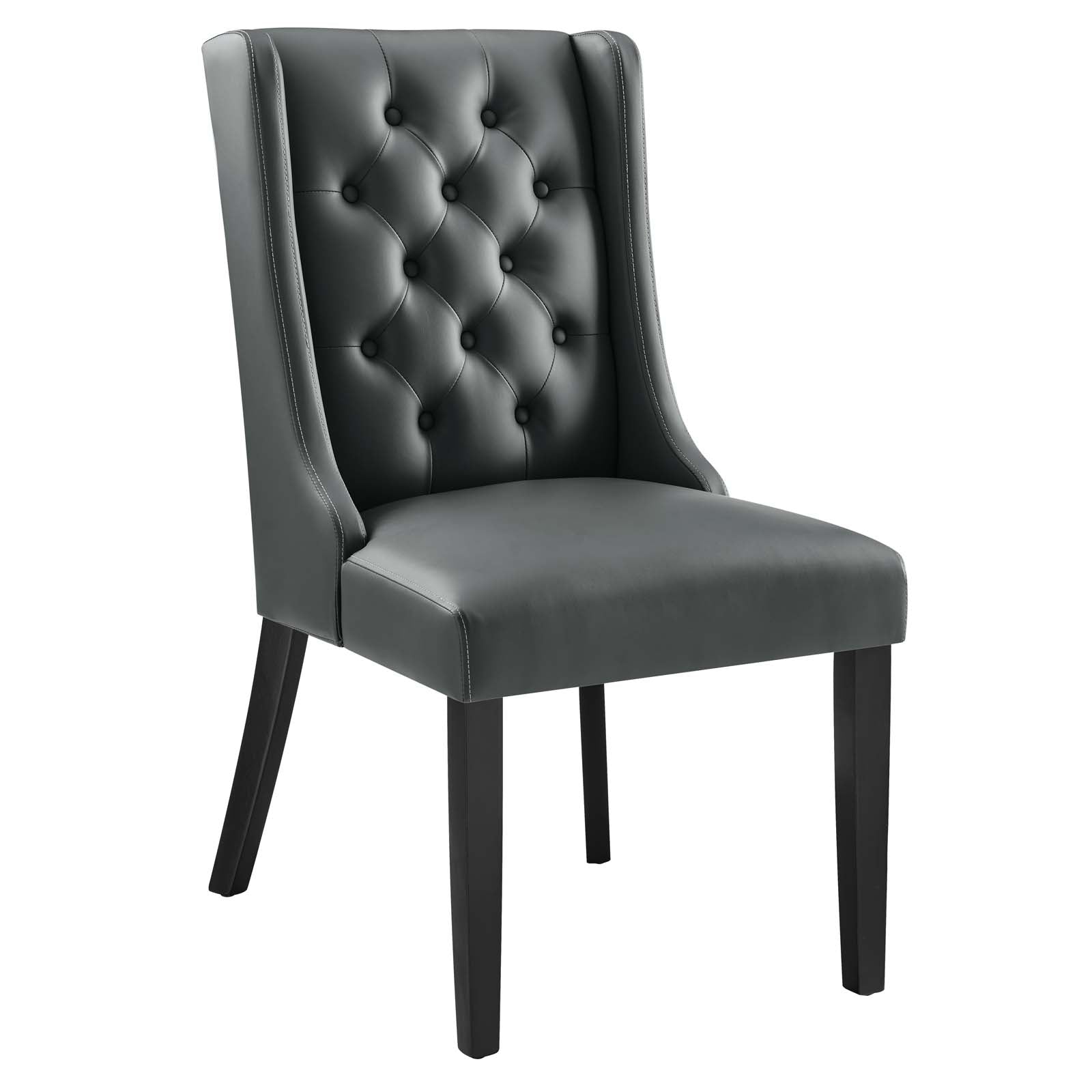 Modway Dining Chairs - Baronet-Button-Tufted-Vegan-Leather-Dining-Chair-Gray