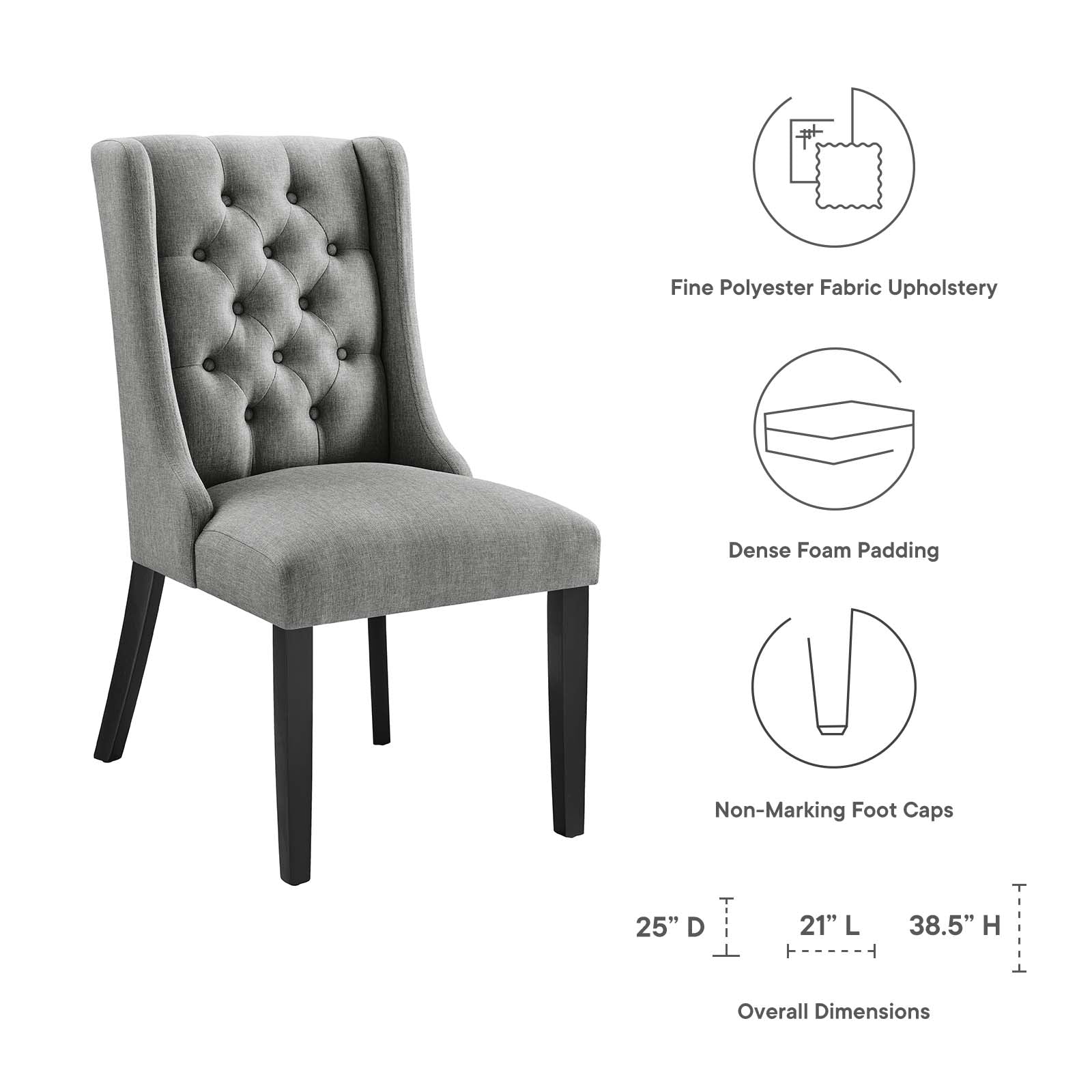 Modway Dining Chairs - Baronet Button Tufted Fabric Dining Chair Light Gray