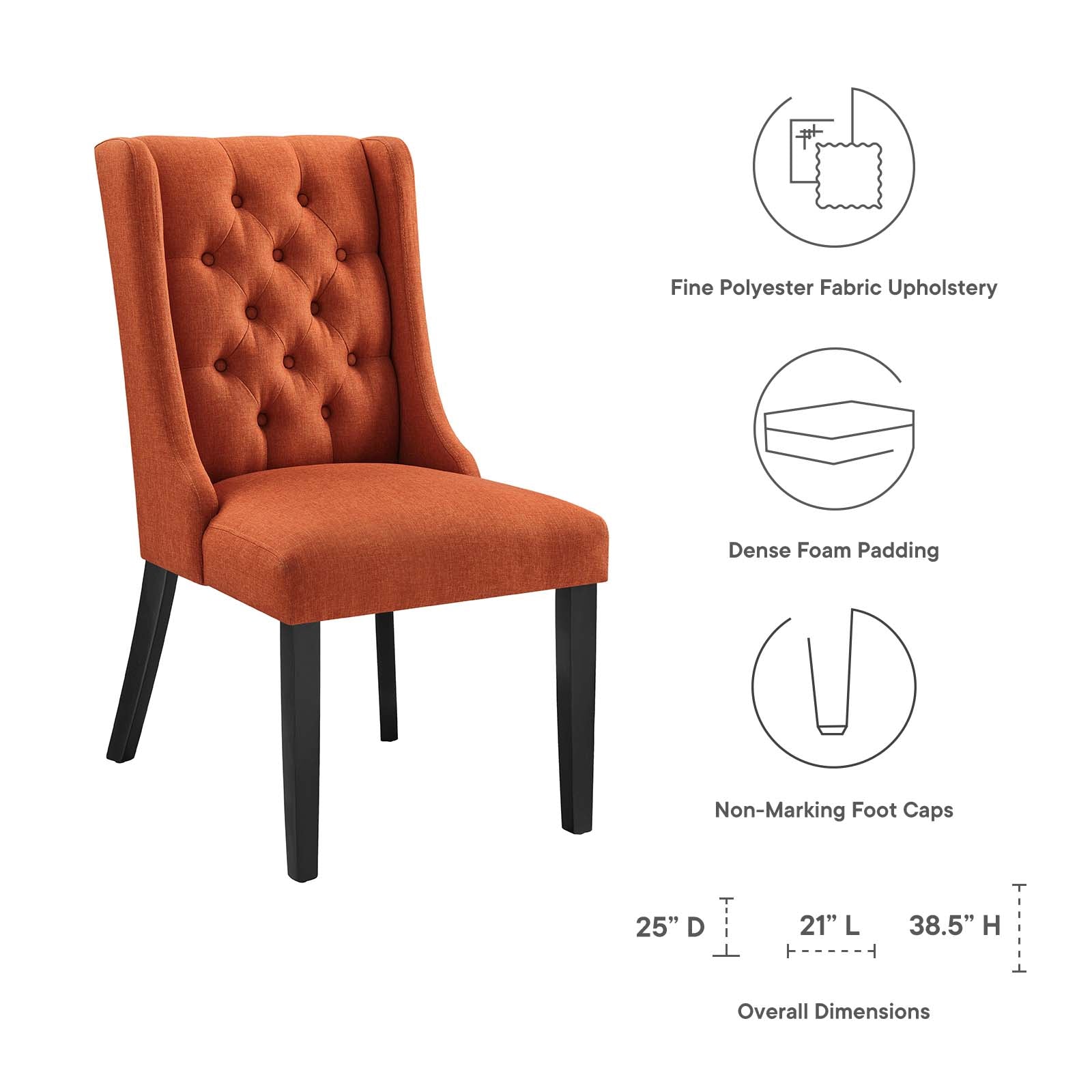 Modway Dining Chairs - Baronet Button Tufted Fabric Dining Chair Orange