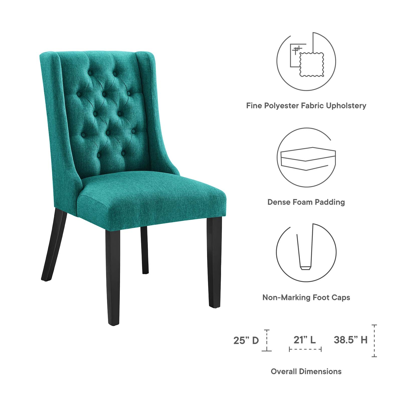 Modway Dining Chairs - Baronet Button Tufted Fabric Dining Chair Teal