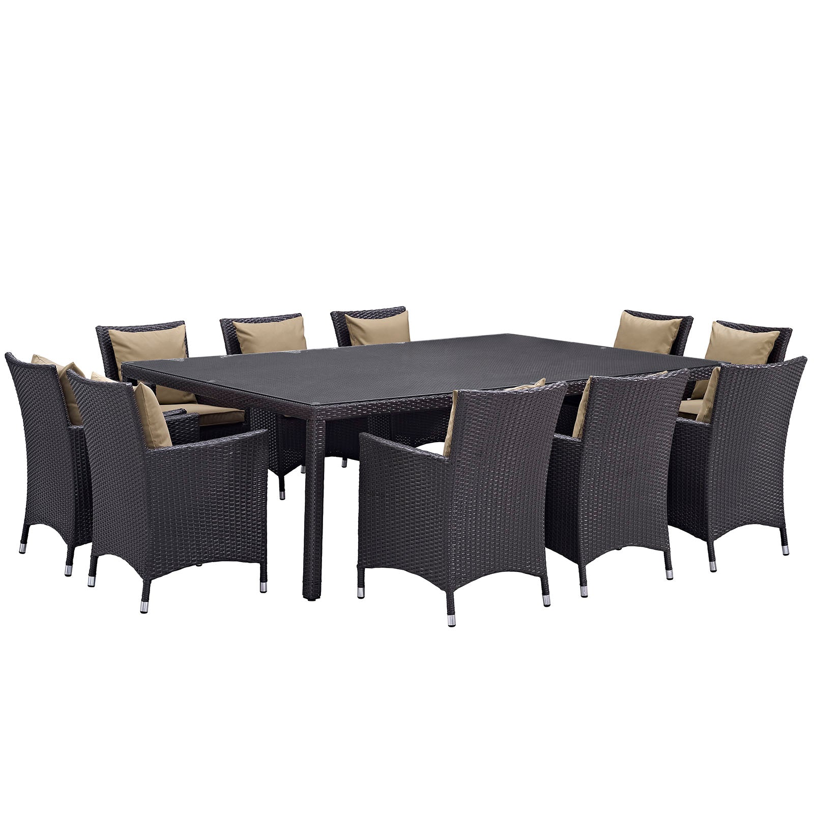 Modway Outdoor Dining Sets - Convene 11 Piece Outdoor Patio Dining Set Espresso Mocha