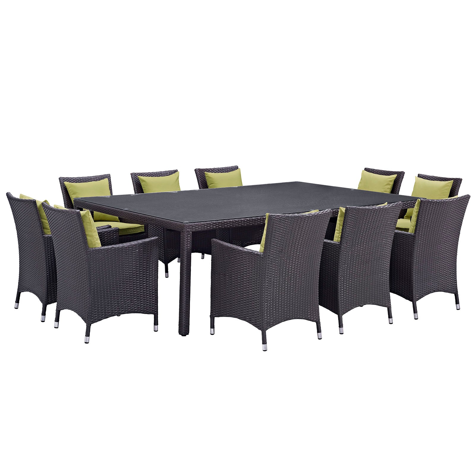 Modway Outdoor Dining Sets - Convene 11 Piece Outdoor Patio Dining Set Espresso Peridot