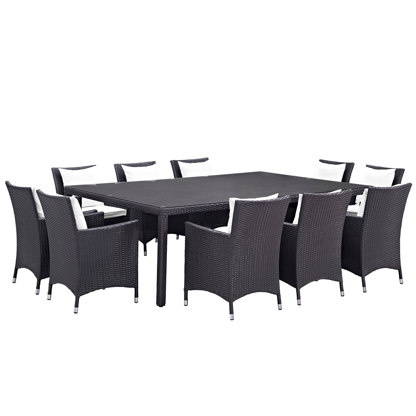 Modway Outdoor Dining Sets - Convene 11 Piece Outdoor Patio Dining Set Espresso White