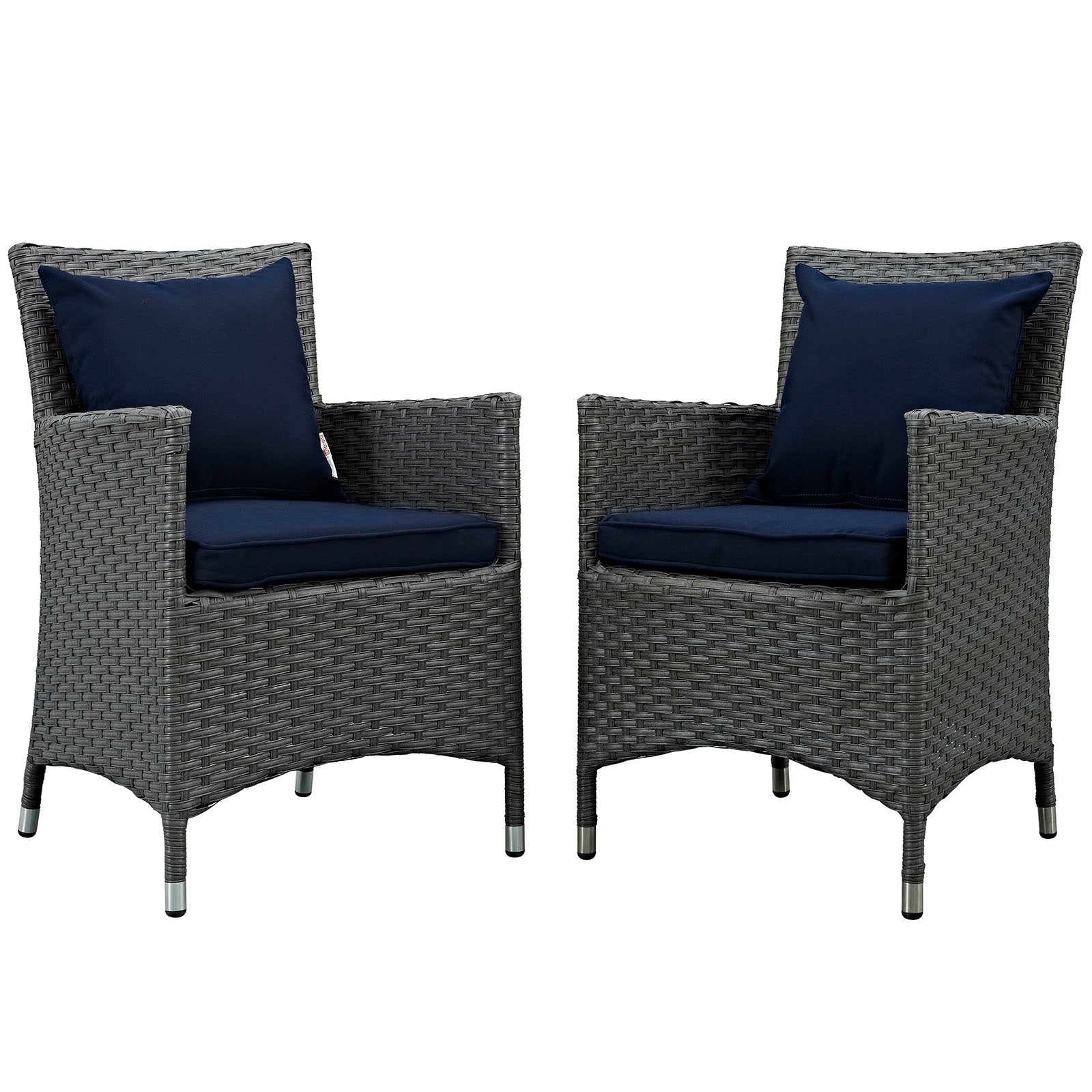 Modway Outdoor Dining Chairs - Sojourn Outdoor Patio Dining Chairs Canvas Navy (Set of 2)