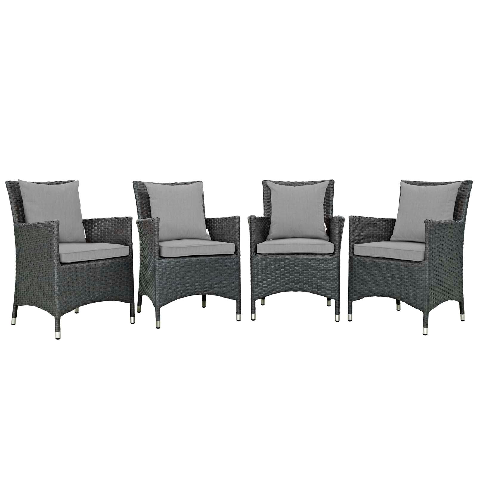 Modway Outdoor Dining Sets - Sojourn 4 Piece Outdoor Patio Sunbrella Dining Set Canvas Gray