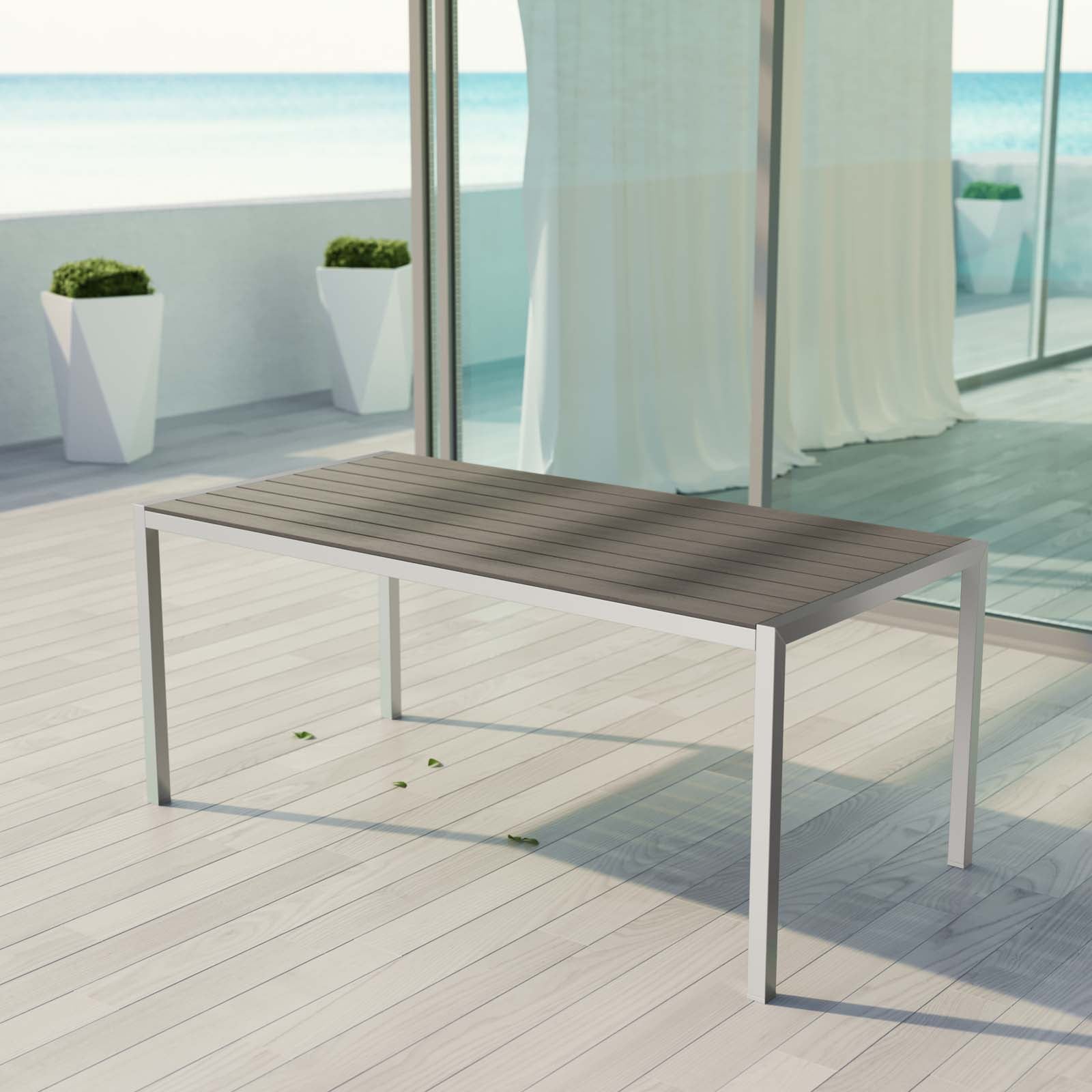 Modway Outdoor Dining Tables - Shore Outdoor Dining Table Silver & Gray