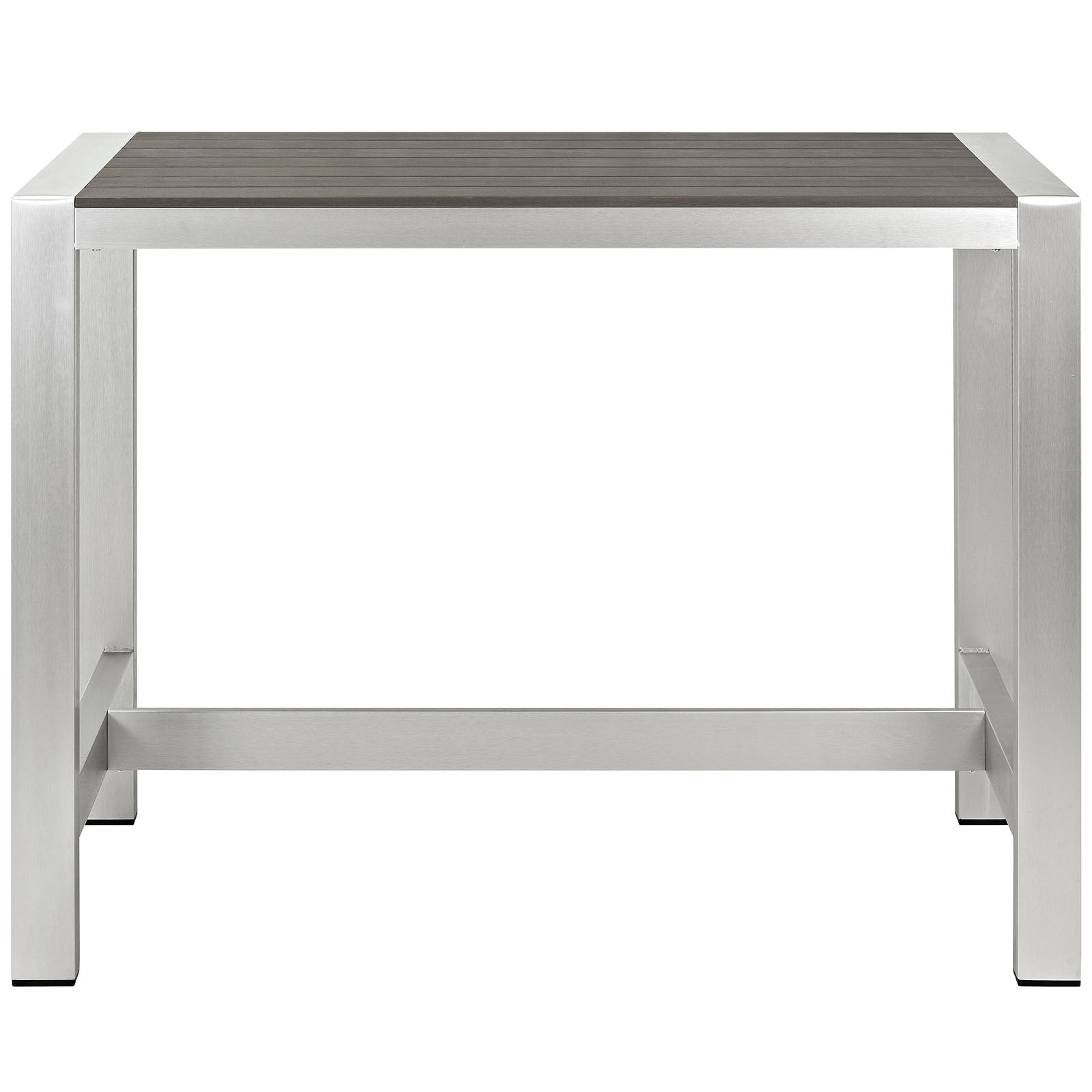 Modway Outdoor Bar Tables - Shore Outdoor Rectangle Bar Table Silver & Gray