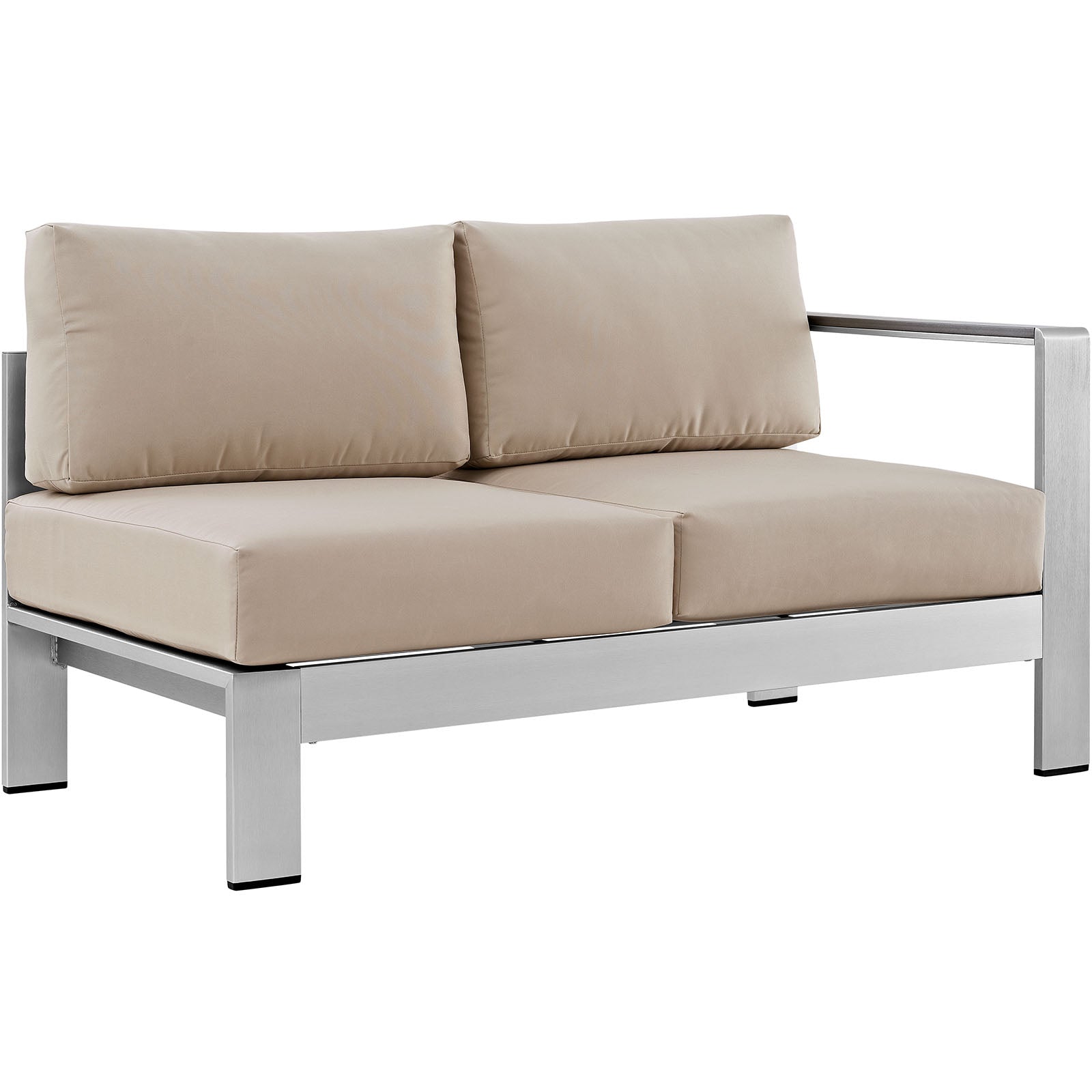 Modway Outdoor Sofas - Shore Right-Arm Corner Sectional Outdoor Patio Loveseat Silver & Beige