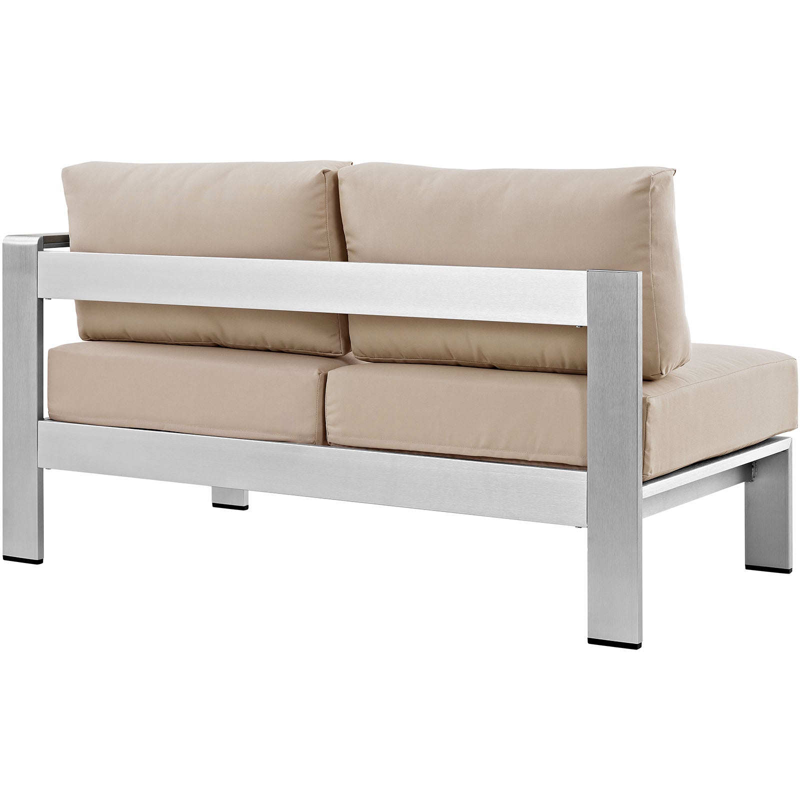 Modway Outdoor Sofas - Shore Right-Arm Corner Sectional Outdoor Patio Loveseat Silver & Beige
