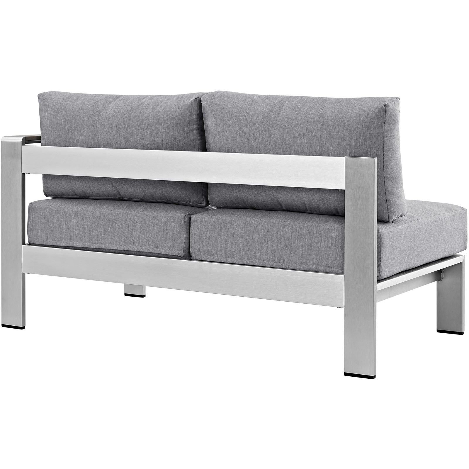 Modway Outdoor Sofas - Shore Right-Arm Corner Sectional Outdoor Loveseat Gray & Silver