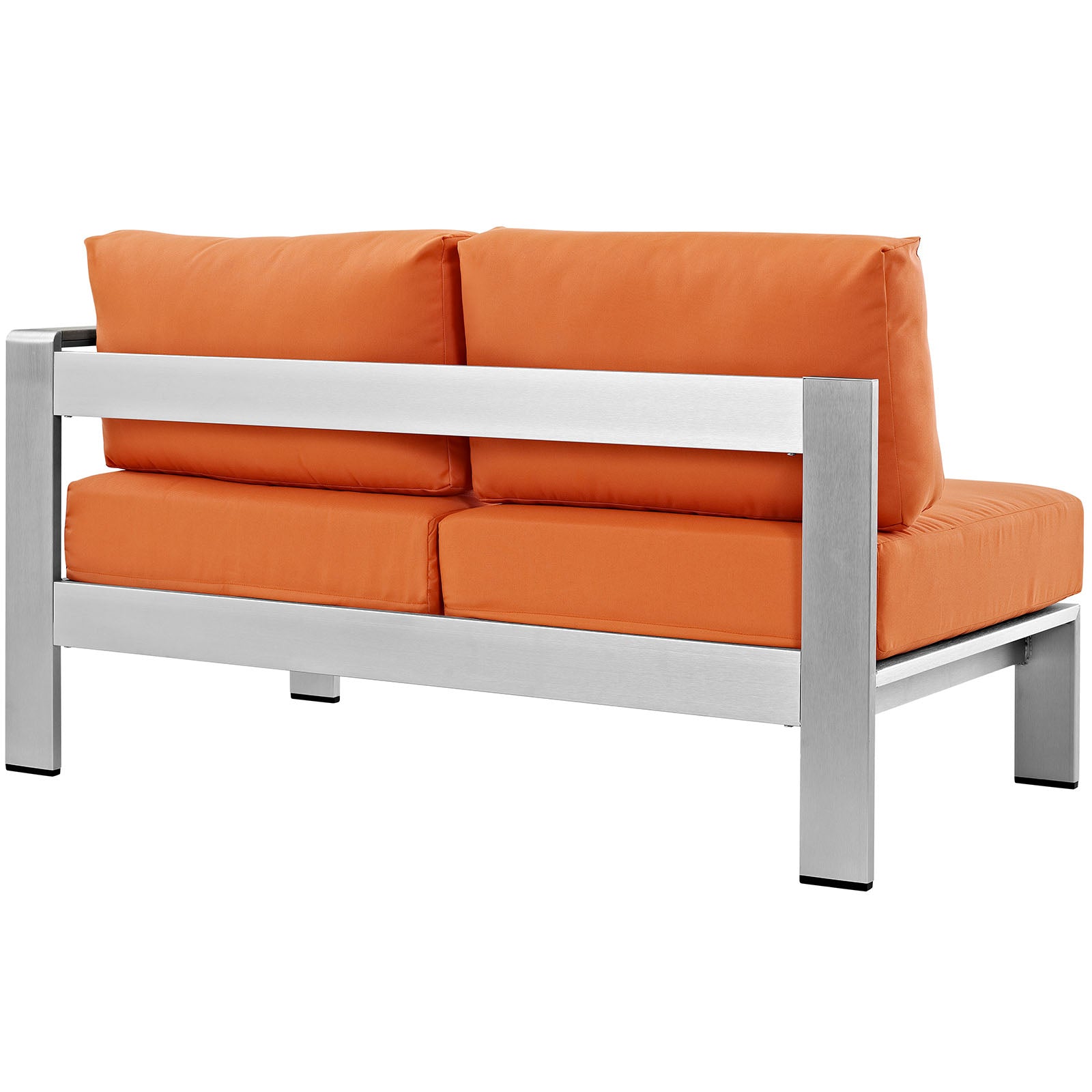 Modway Outdoor Sofas - Shore Right Arm Corner Sectional Outdoor Patio Aluminum Loveseat Silver Orange