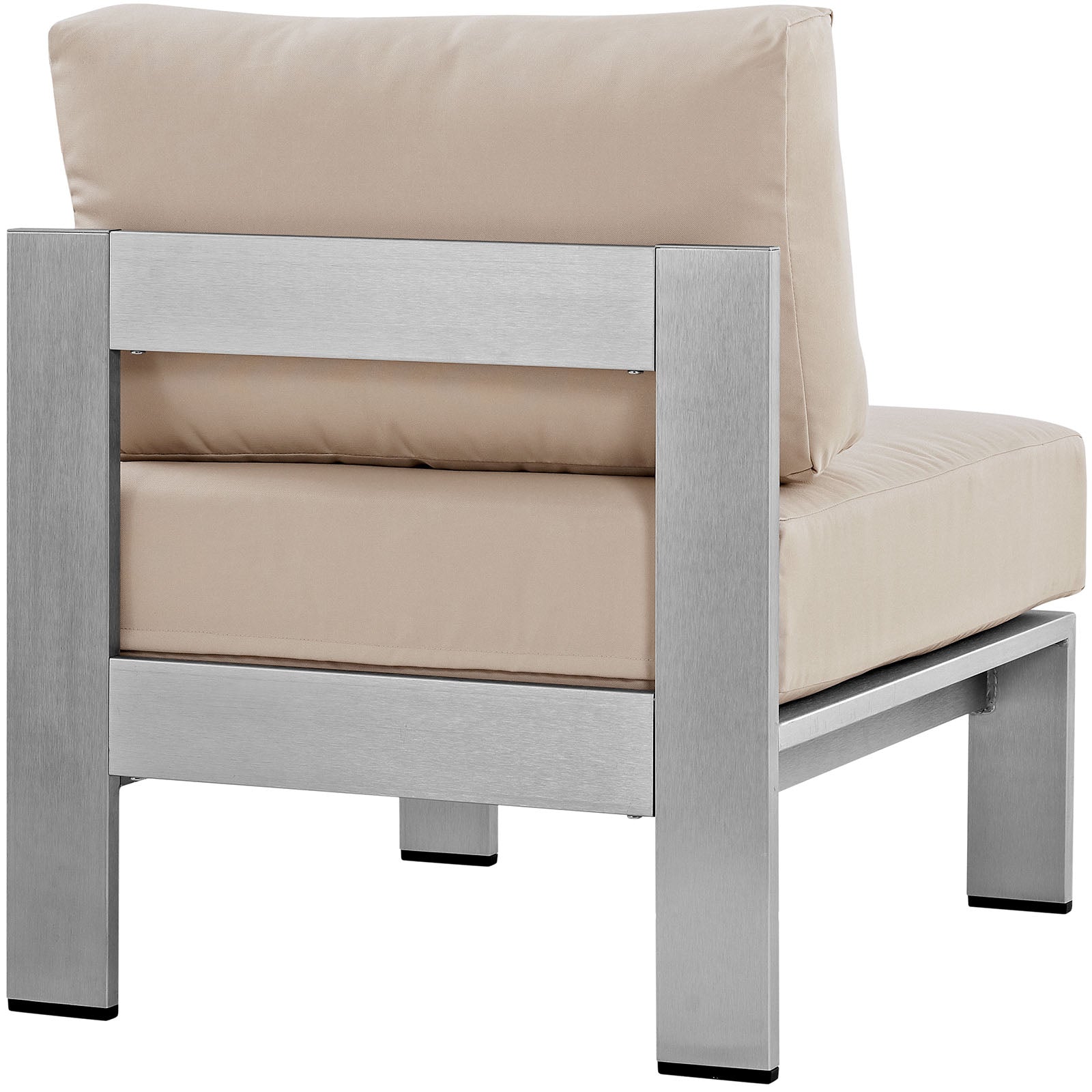 Modway Outdoor Chairs - Shore Armless Outdoor Patio Aluminum Chair Silver Beige