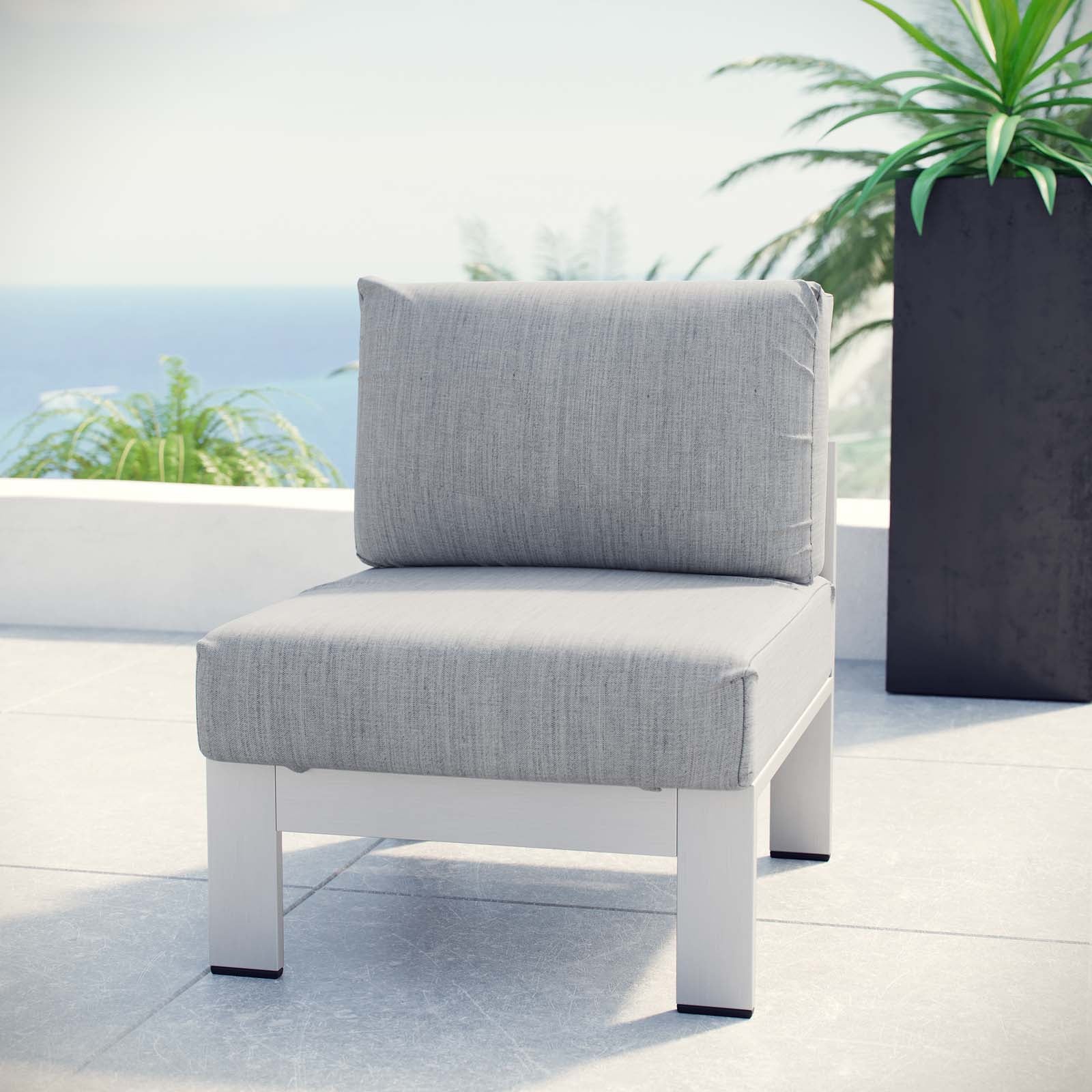 Modway Outdoor Chairs - Shore Outdoor Armless Chair Silver & Gray