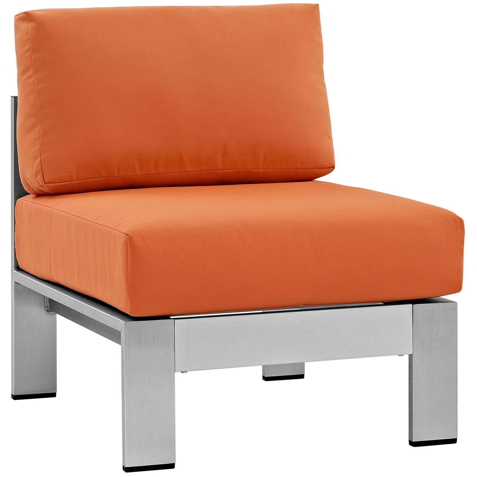 Modway Outdoor Chairs - Shore Armless Outdoor Patio Aluminum Chair Silver Orange