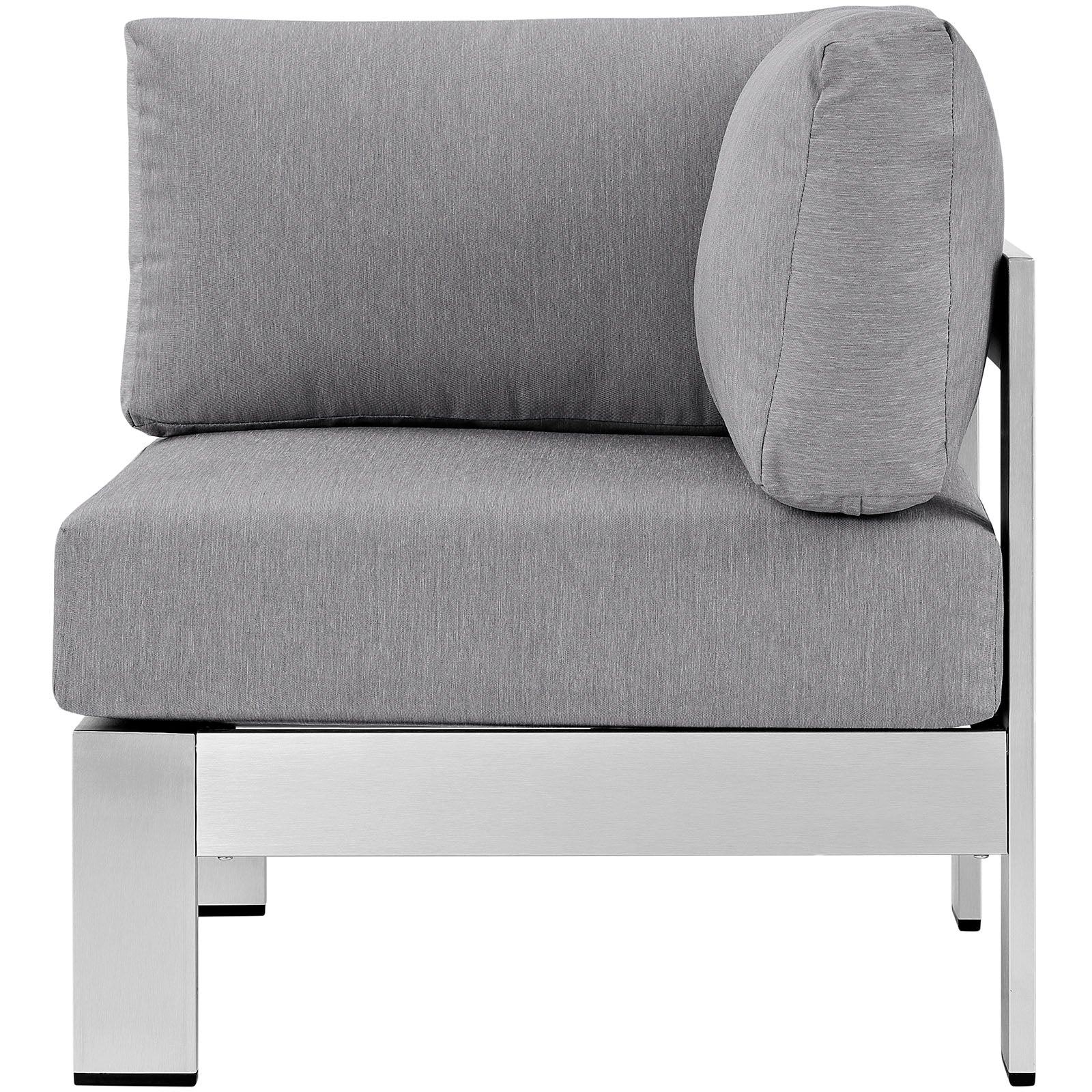 Modway Outdoor Chairs - Shore Outdoor Patio Aluminum Corner Sofa Silver Gray