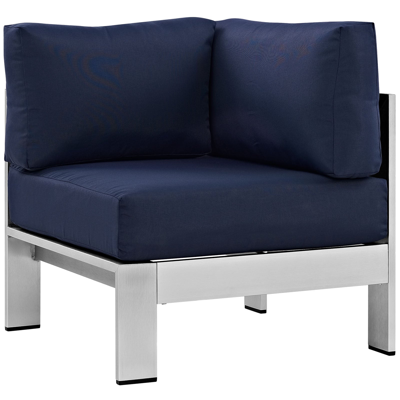 Modway Outdoor Chairs - Shore Outdoor Corner Sofa Navy & Silver
