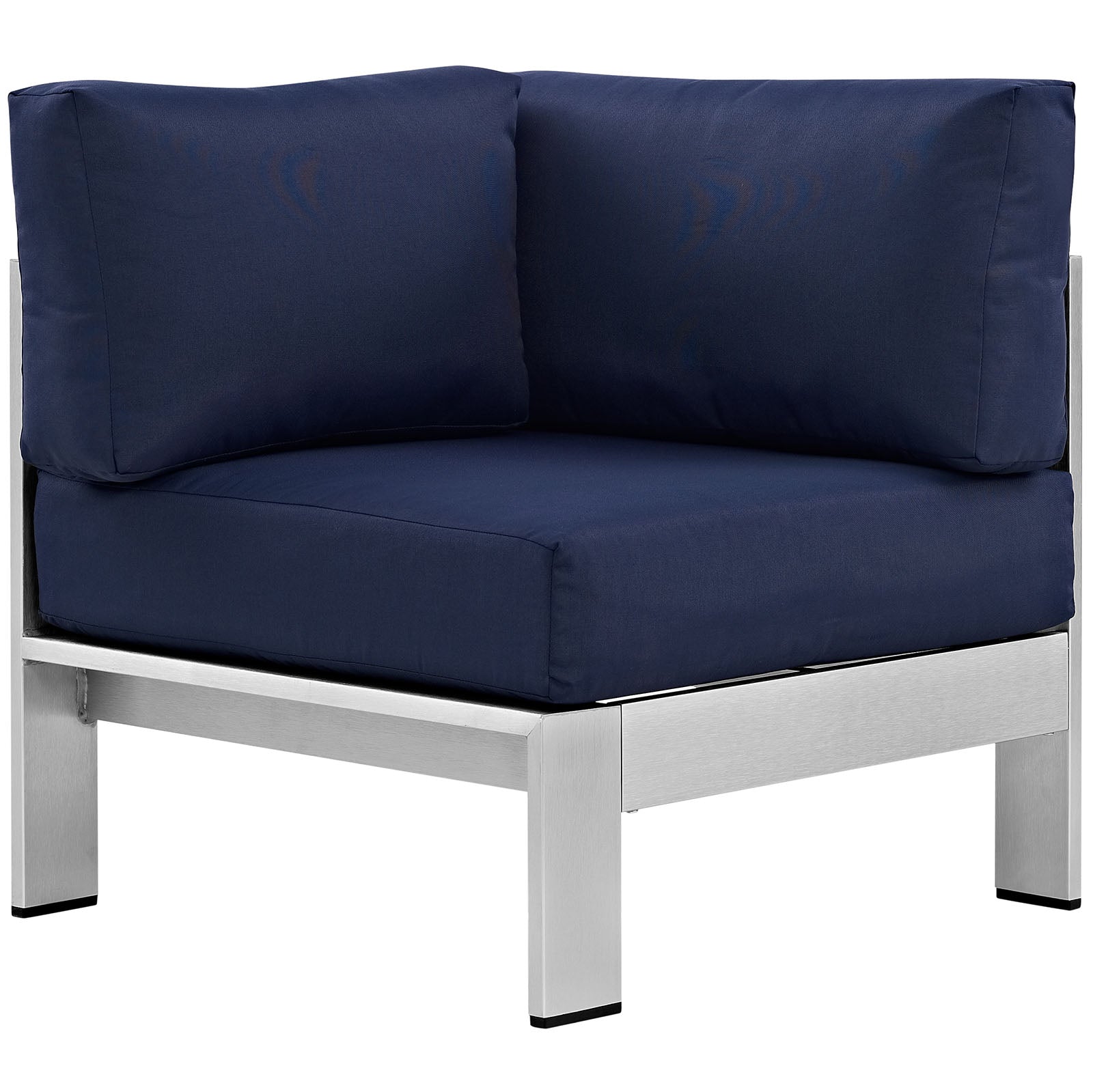 Modway Outdoor Chairs - Shore Outdoor Corner Sofa Navy & Silver