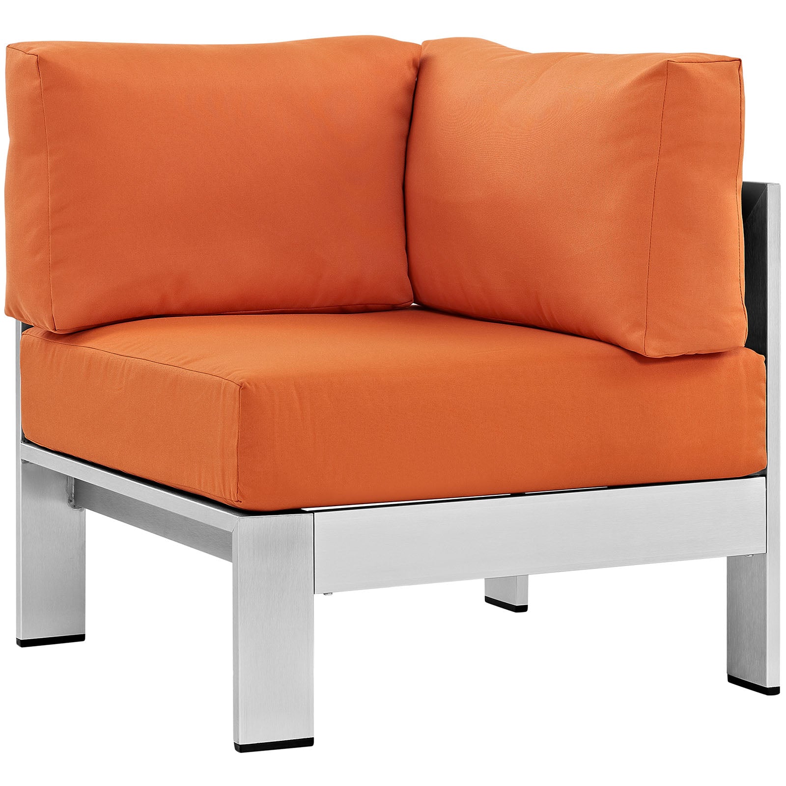 Modway Outdoor Chairs - Shore Outdoor Patio Aluminum Corner Sofa Silver Orange