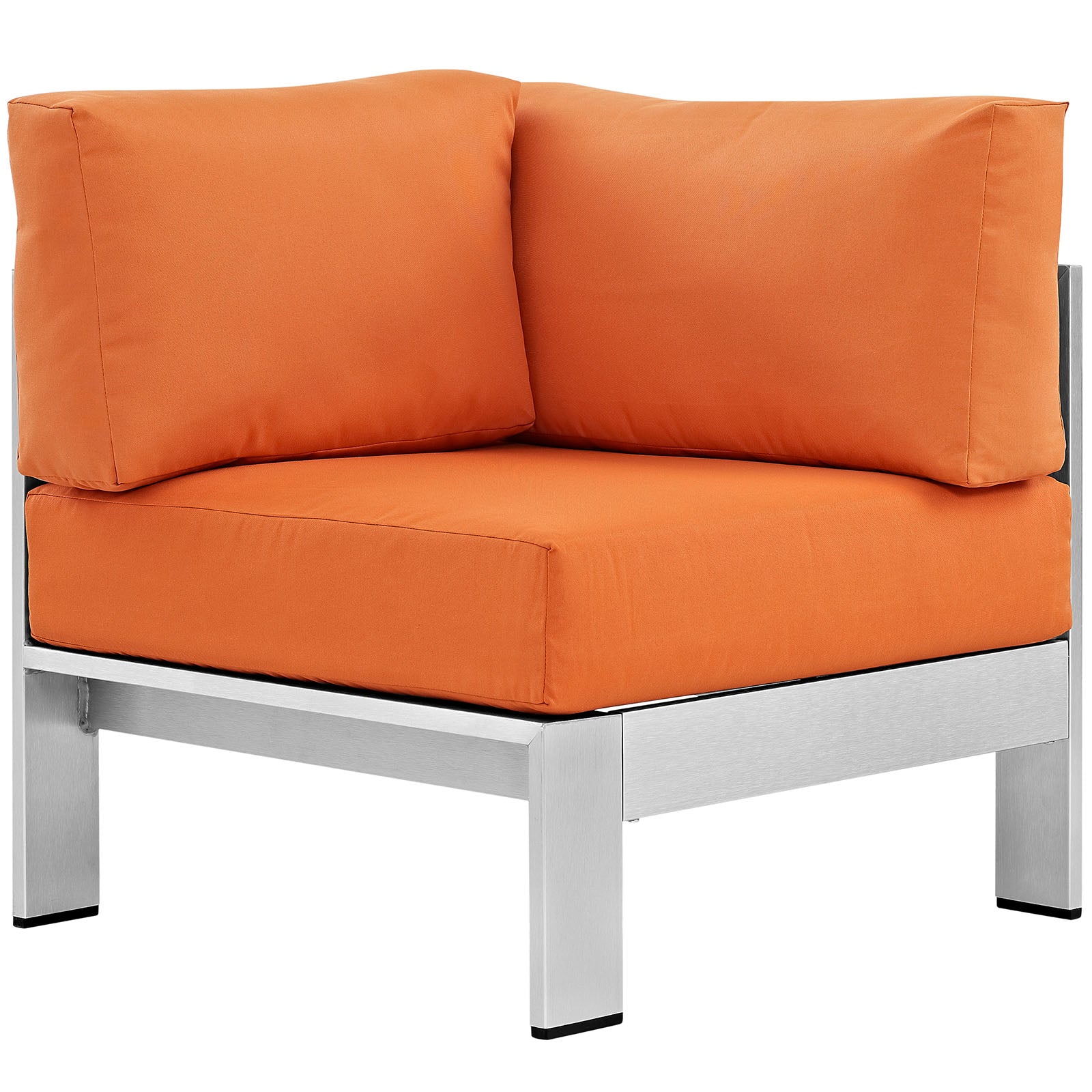 Modway Outdoor Chairs - Shore Outdoor Patio Aluminum Corner Sofa Silver Orange