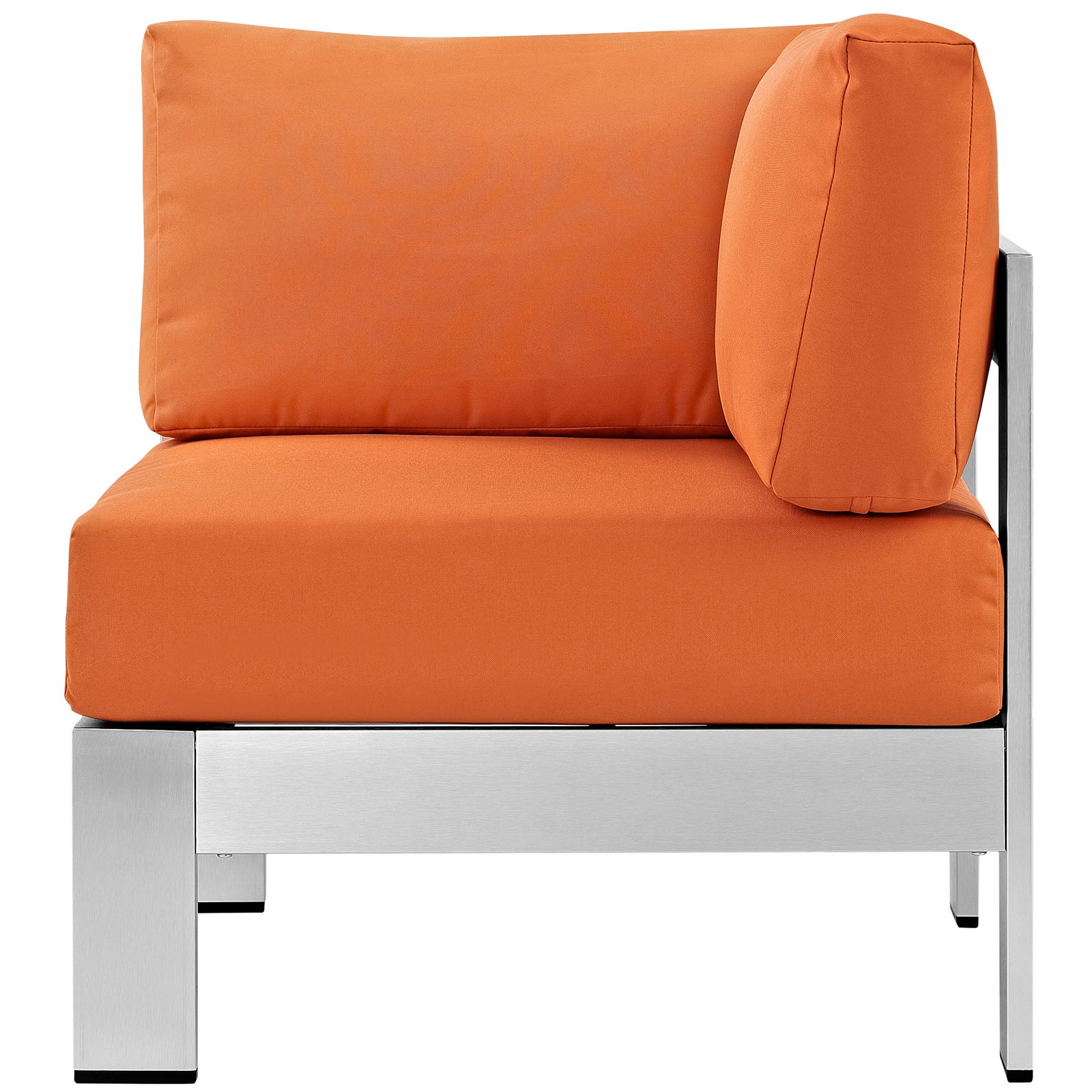 Modway Outdoor Chairs - Shore Outdoor Patio Aluminum Corner Sofa Silver Orange